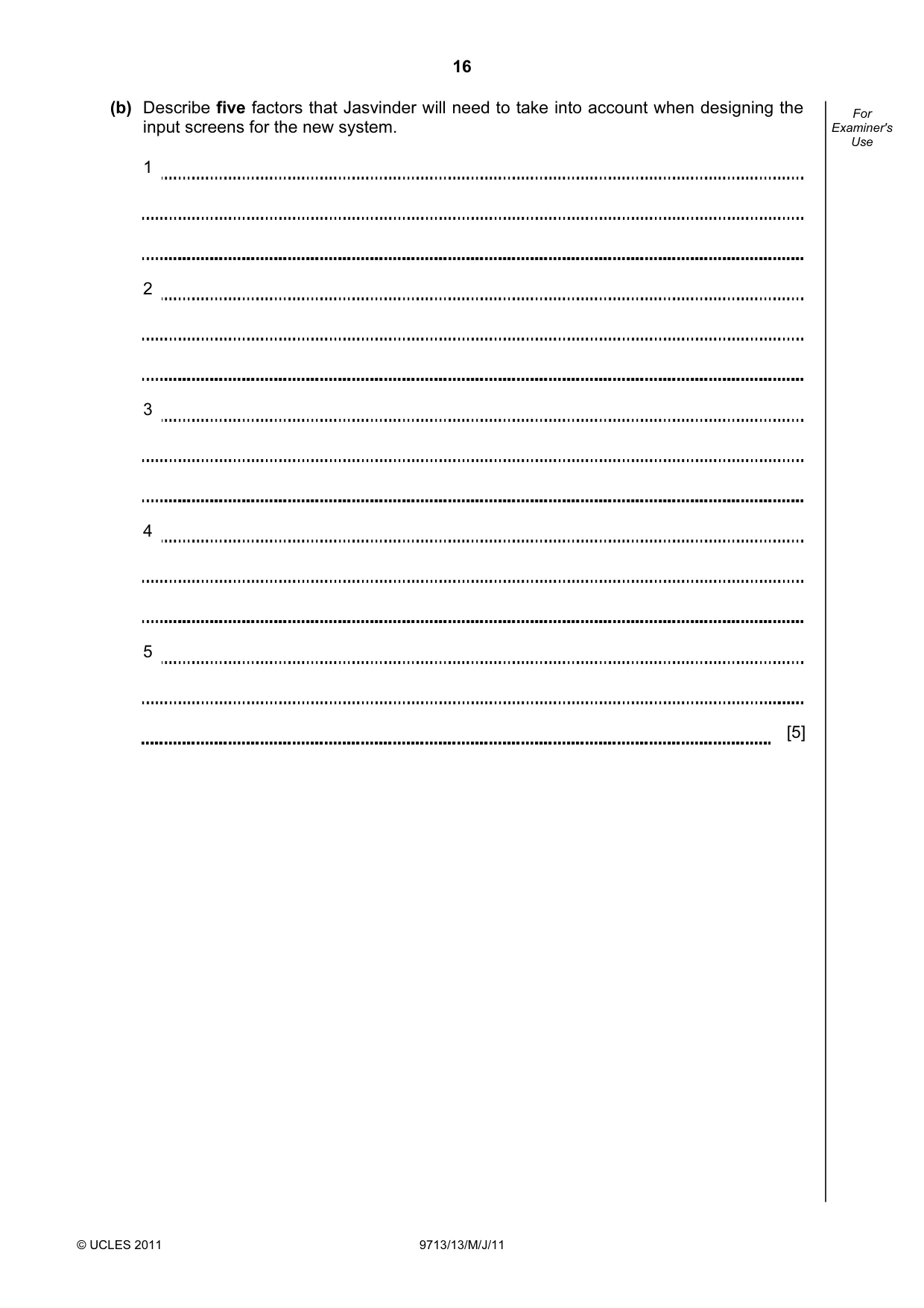 Cambridge A Level Applied Information and Communication Technology 9713 2011 May/June Paper 1 · Variant 3 question paper, page 16 of 20