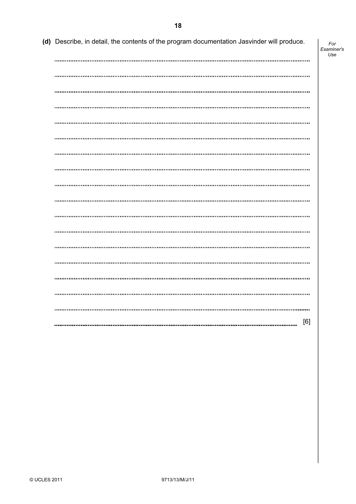 Cambridge A Level Applied Information and Communication Technology 9713 2011 May/June Paper 1 · Variant 3 question paper, page 18 of 20