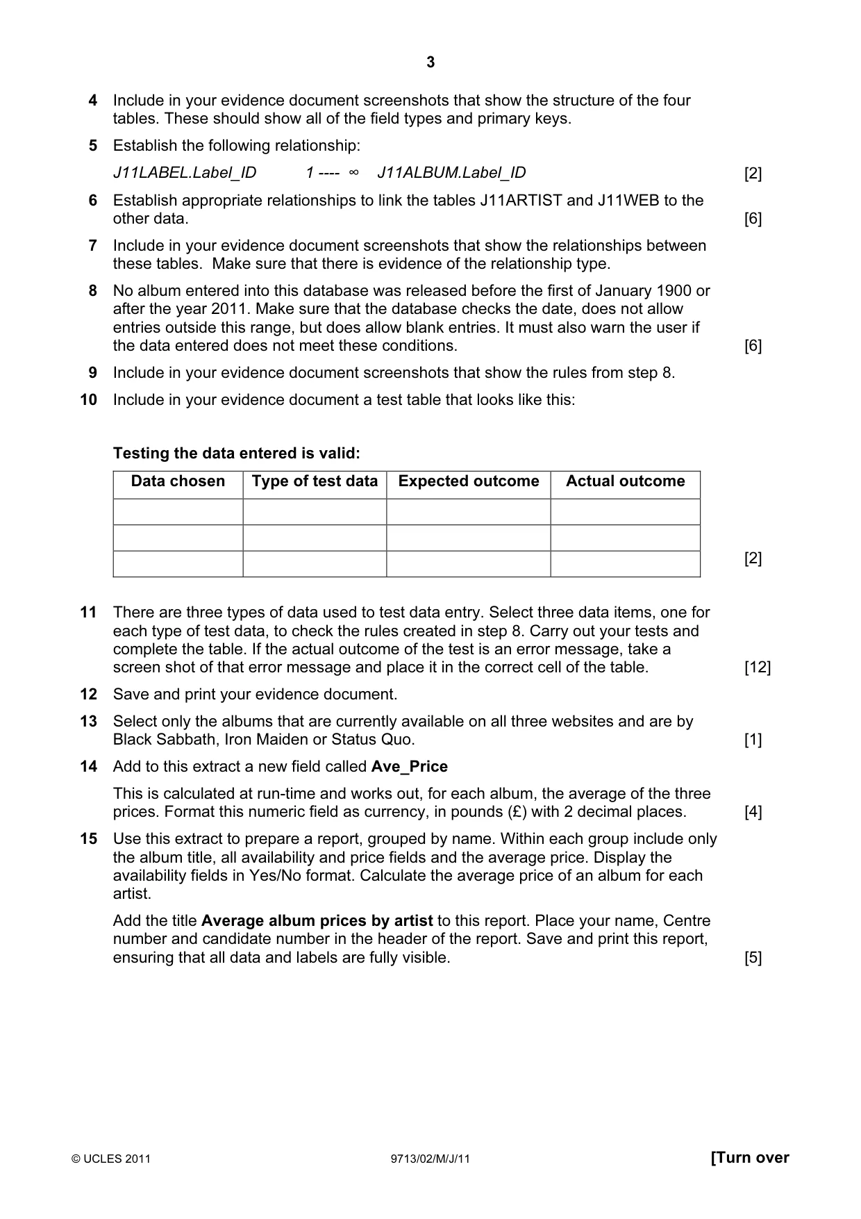 Cambridge A Level Applied Information and Communication Technology 9713 2011 May/June Paper 2 · Variant 1 question paper, page 3 of 8
