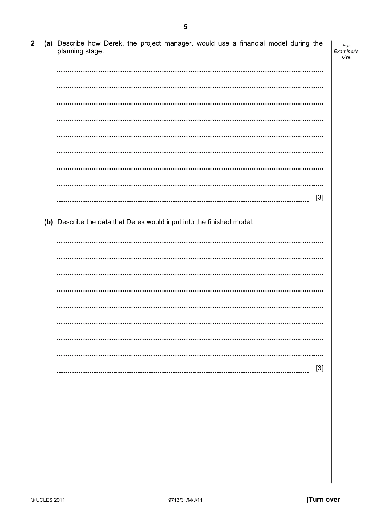 Cambridge A Level Applied Information and Communication Technology 9713 2011 May/June Paper 3 · Variant 1 question paper, page 5 of 20
