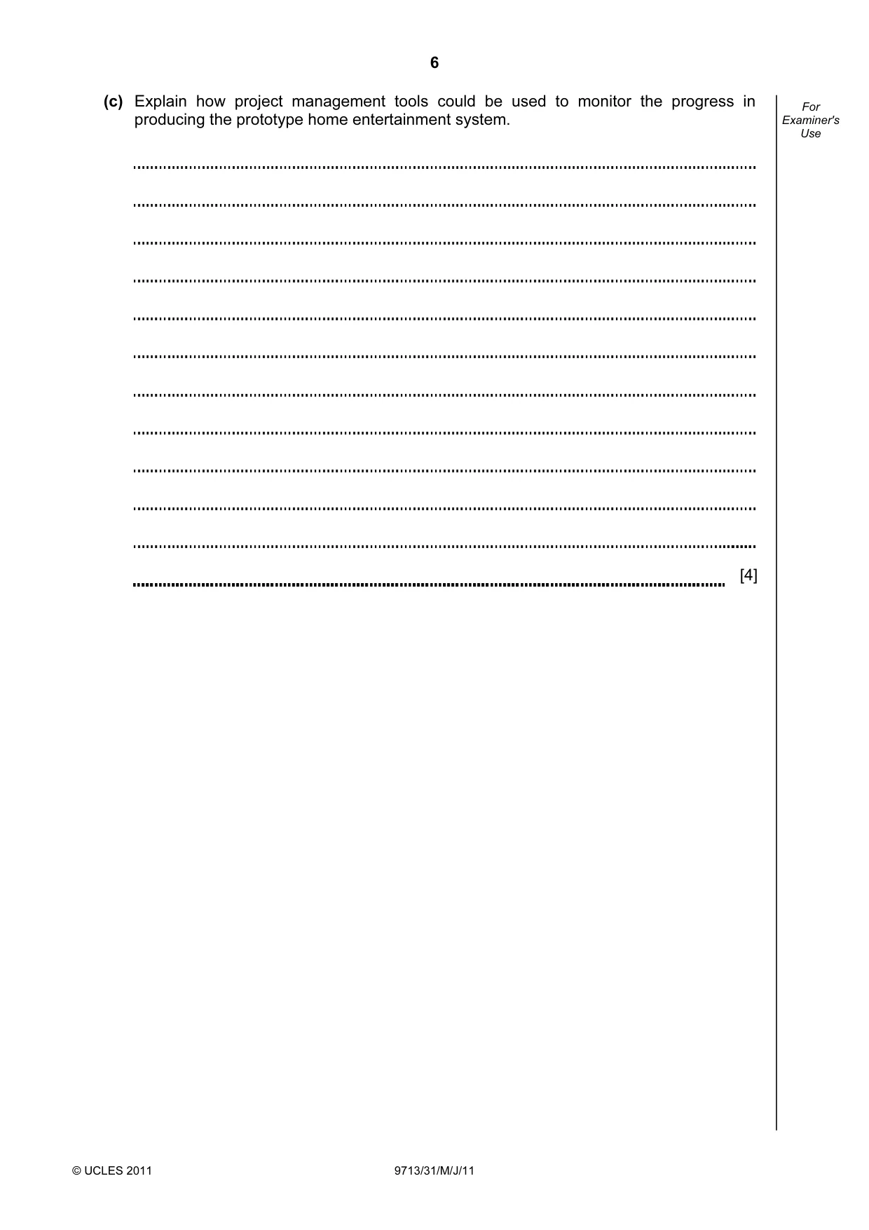 Cambridge A Level Applied Information and Communication Technology 9713 2011 May/June Paper 3 · Variant 1 question paper, page 6 of 20