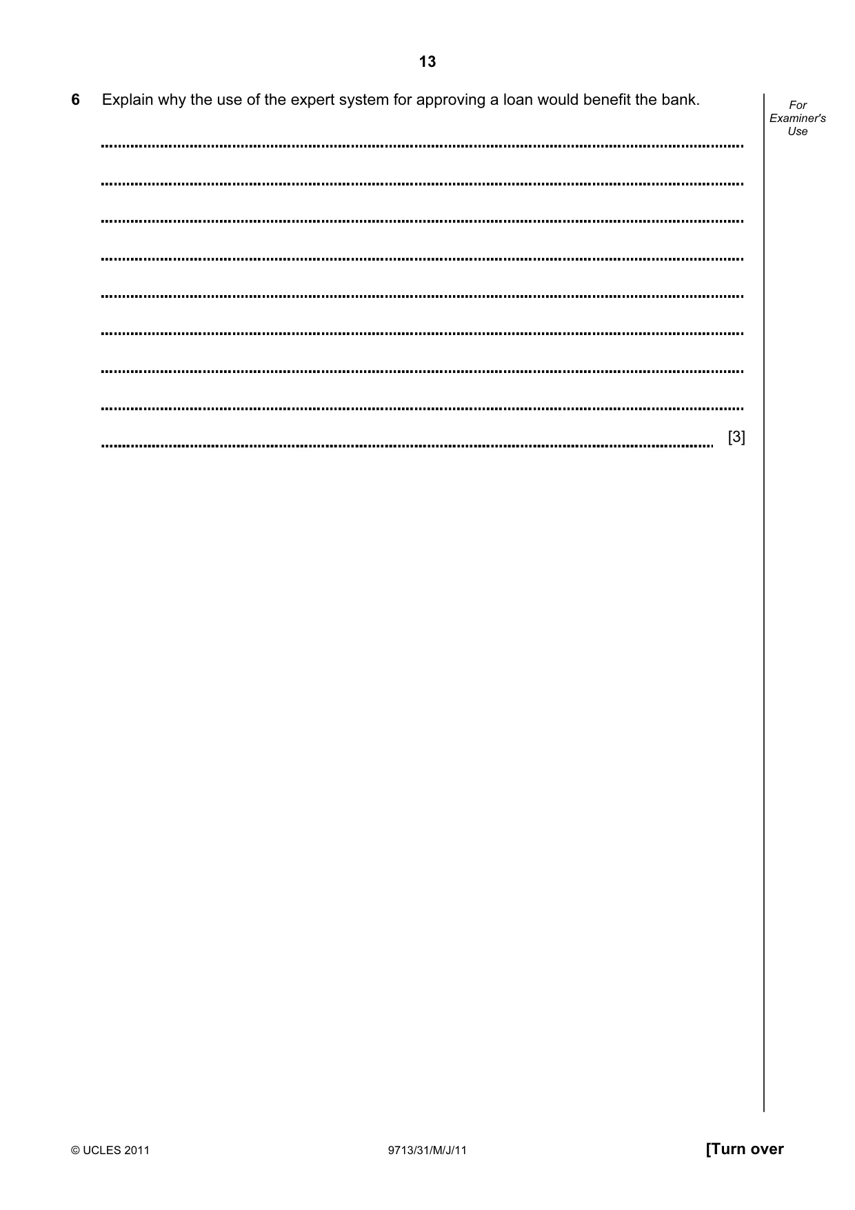 Cambridge A Level Applied Information and Communication Technology 9713 2011 May/June Paper 3 · Variant 1 question paper, page 13 of 20