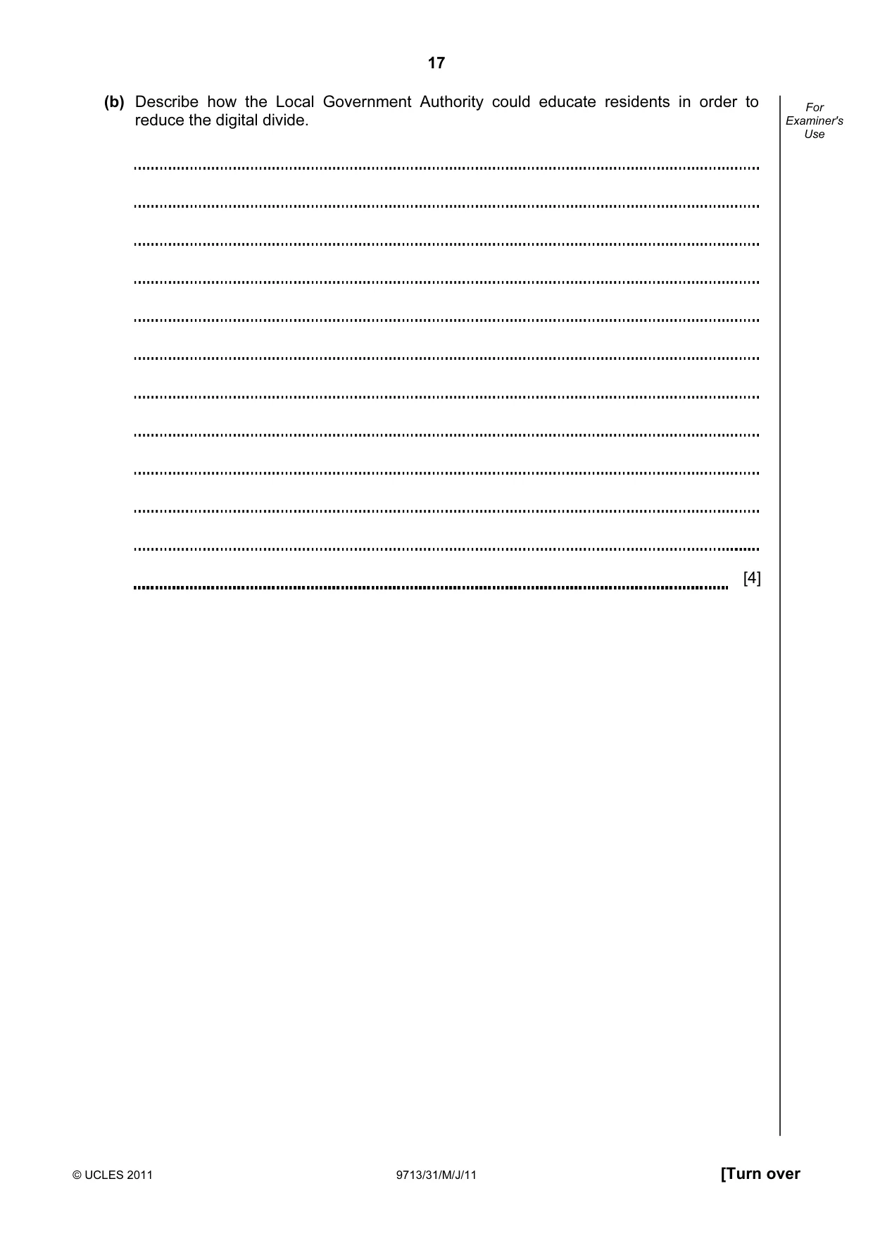 Cambridge A Level Applied Information and Communication Technology 9713 2011 May/June Paper 3 · Variant 1 question paper, page 17 of 20