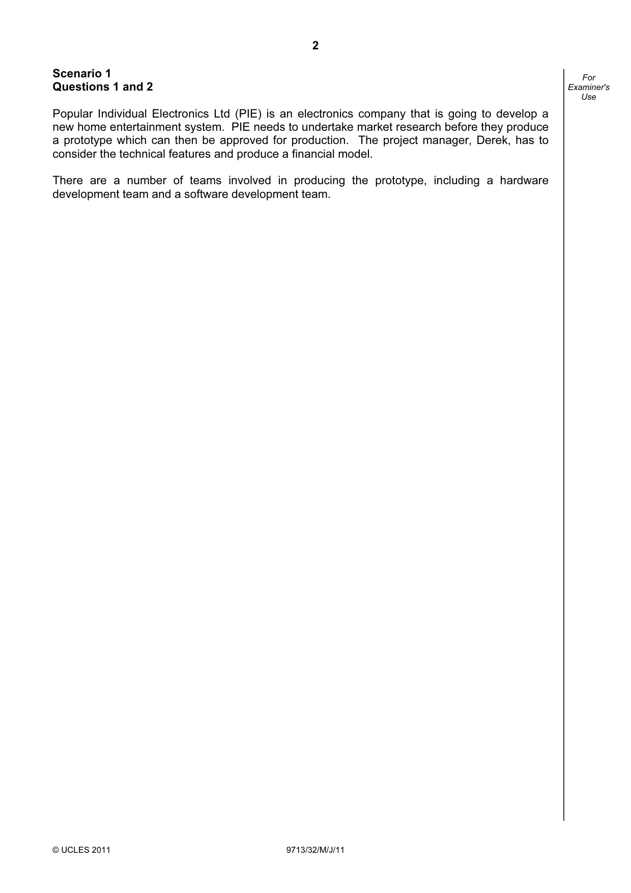 Cambridge A Level Applied Information and Communication Technology 9713 2011 May/June Paper 3 · Variant 2 question paper, page 2 of 20