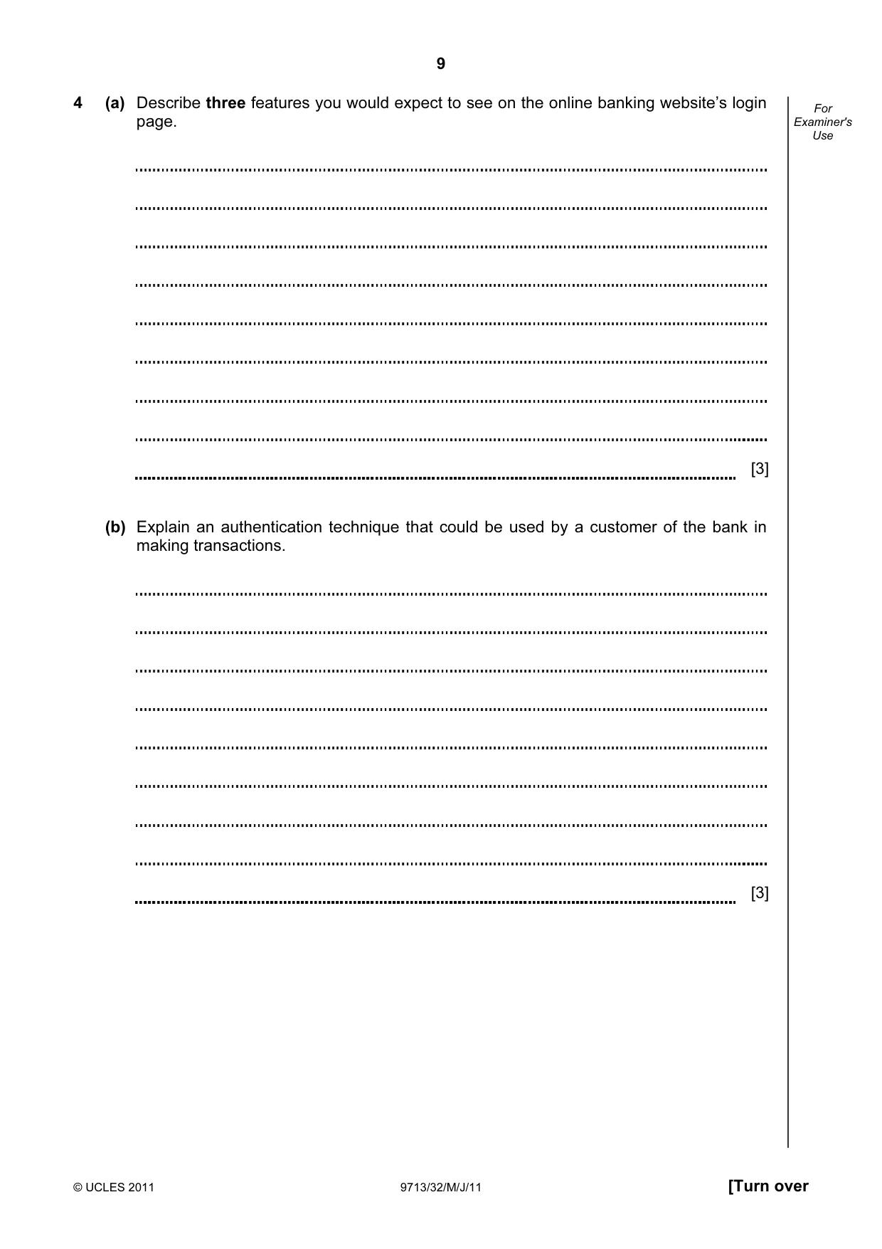 Cambridge A Level Applied Information and Communication Technology 9713 2011 May/June Paper 3 · Variant 2 question paper, page 9 of 20