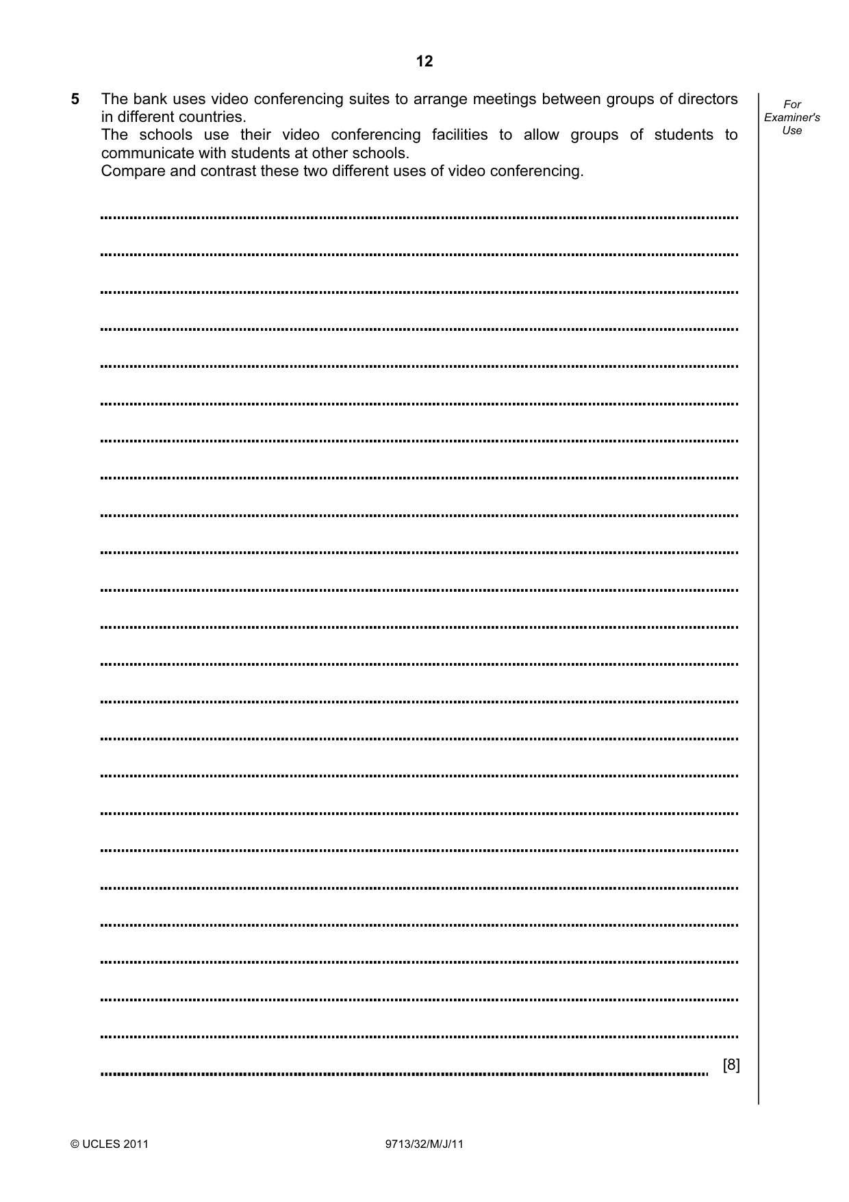 Cambridge A Level Applied Information and Communication Technology 9713 2011 May/June Paper 3 · Variant 2 question paper, page 12 of 20