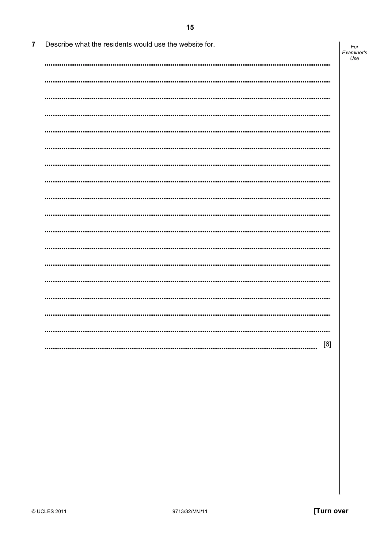 Cambridge A Level Applied Information and Communication Technology 9713 2011 May/June Paper 3 · Variant 2 question paper, page 15 of 20