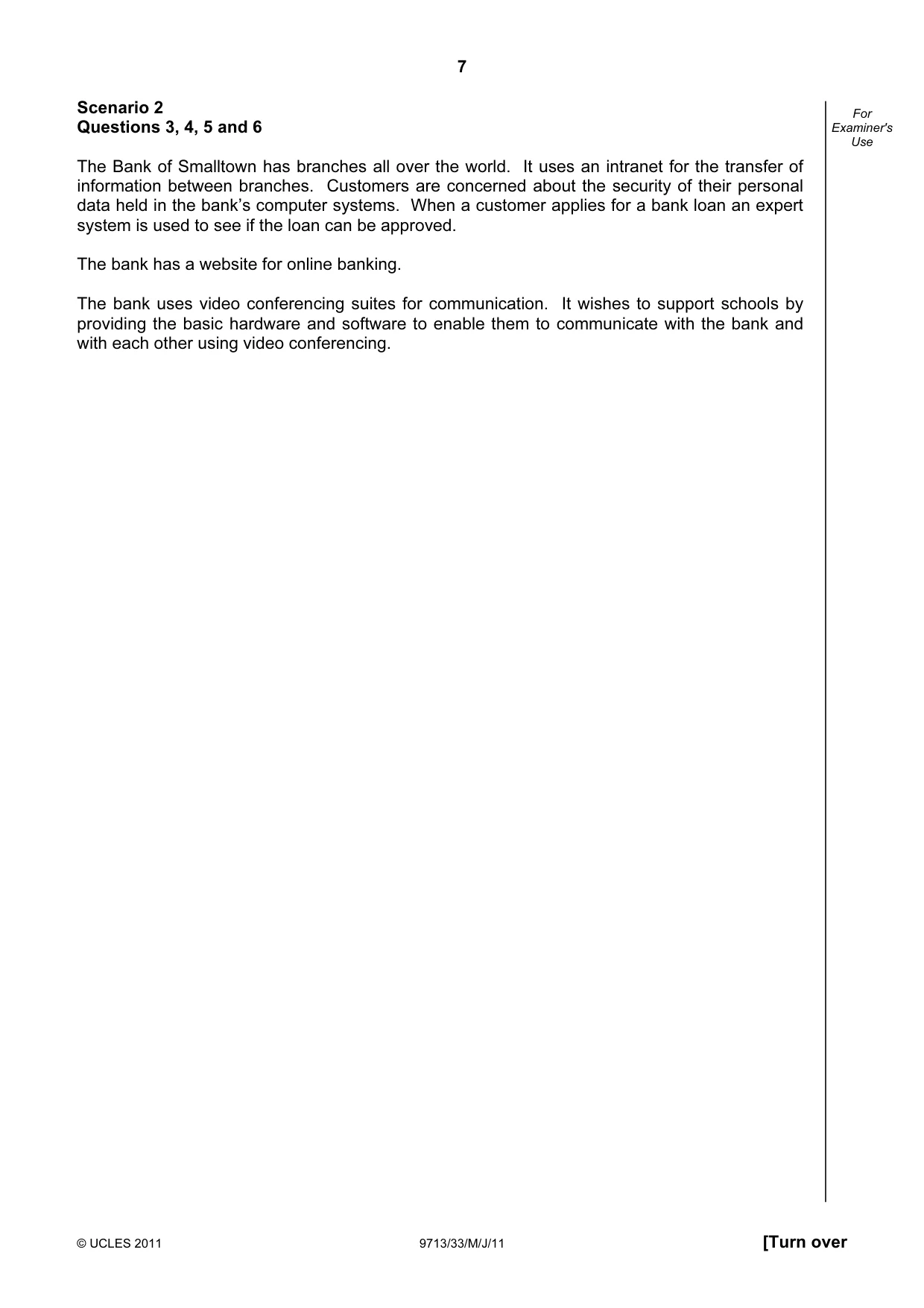 Cambridge A Level Applied Information and Communication Technology 9713 2011 May/June Paper 3 · Variant 3 question paper, page 7 of 20