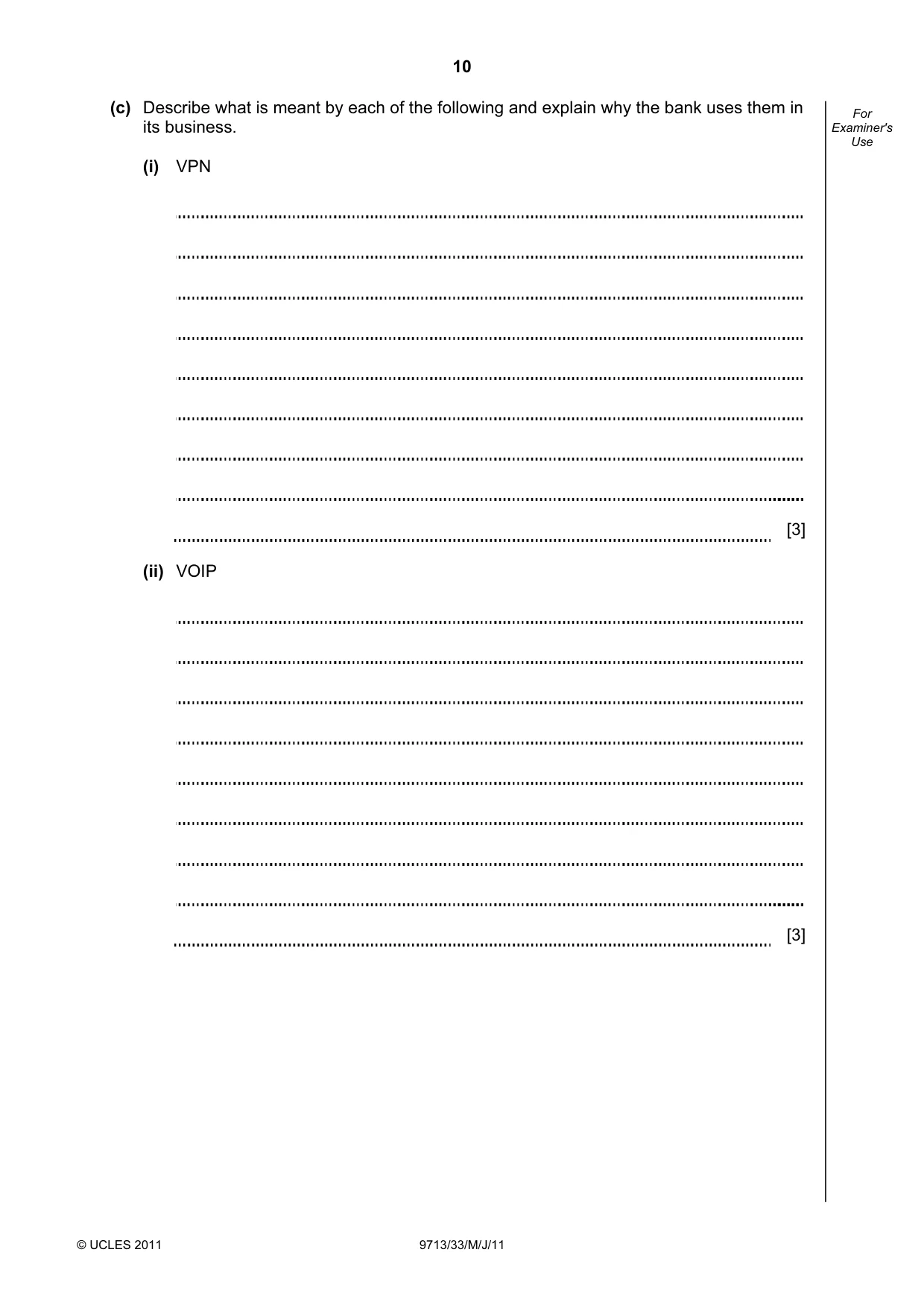 Cambridge A Level Applied Information and Communication Technology 9713 2011 May/June Paper 3 · Variant 3 question paper, page 10 of 20