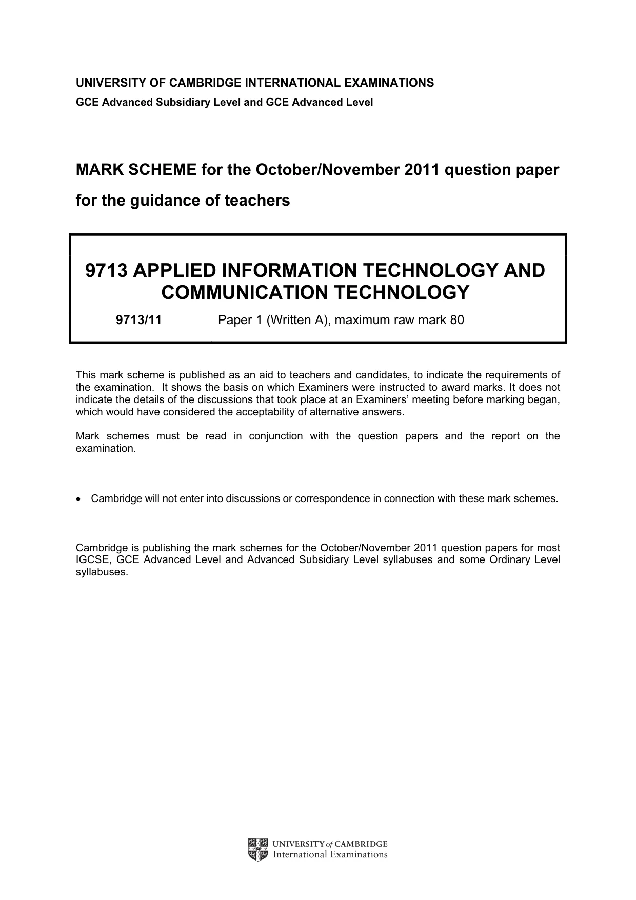 Mark scheme, page 1 of 7