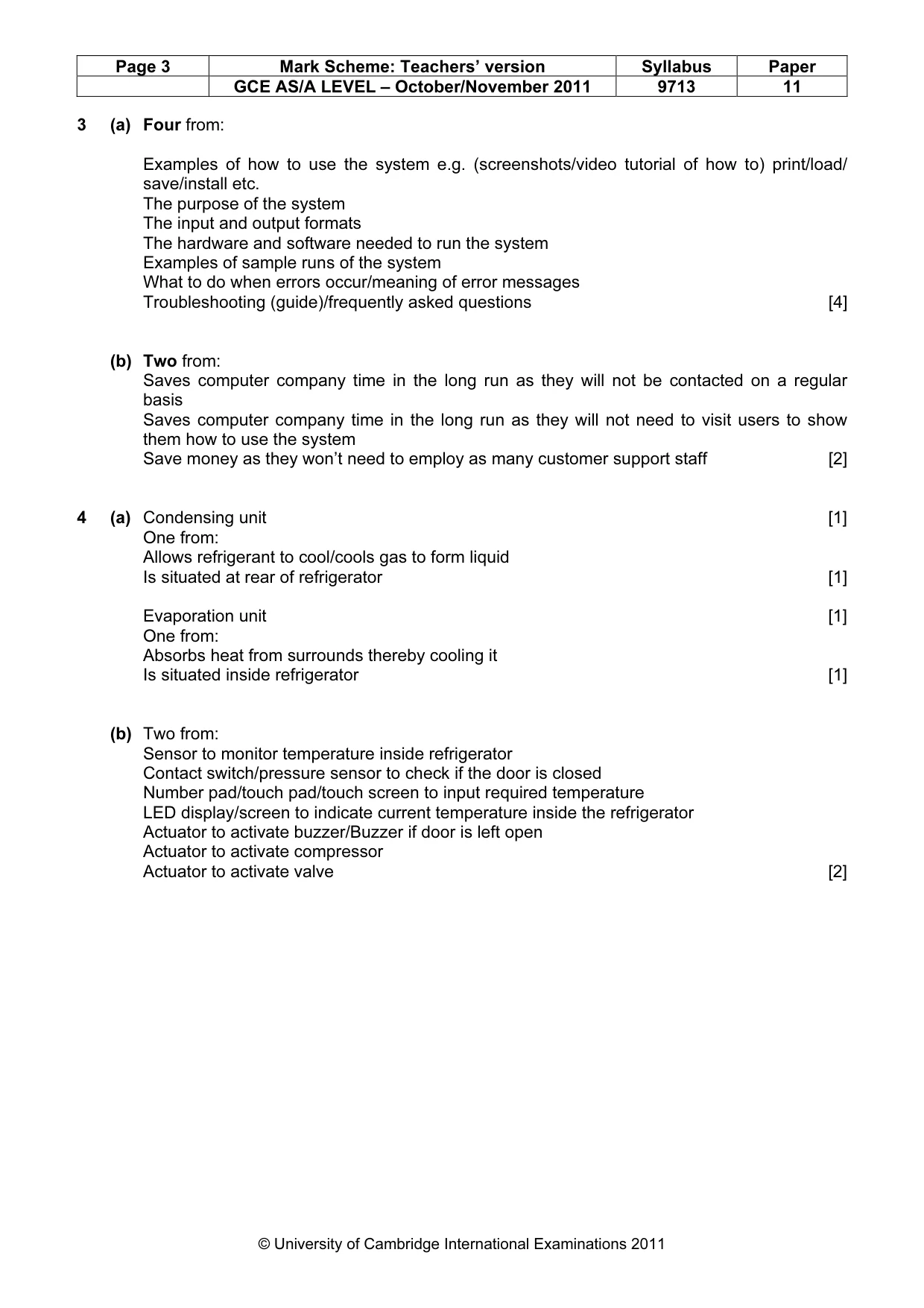 Mark scheme, page 3 of 7