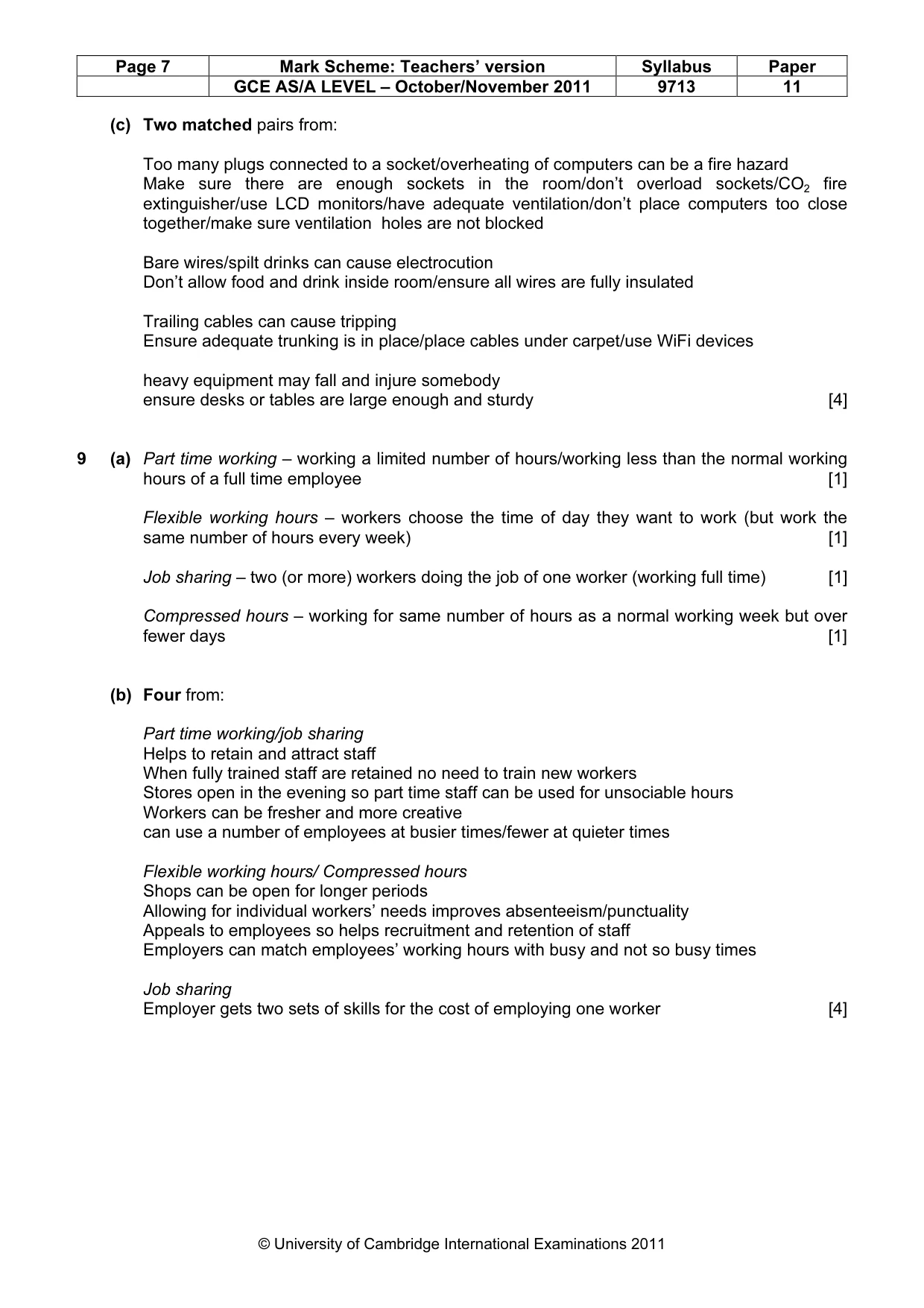 Mark scheme, page 7 of 7
