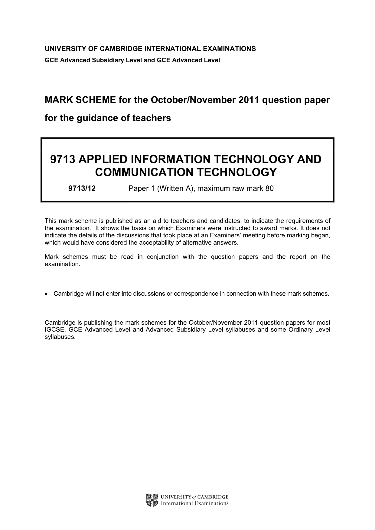 Mark scheme, page 1 of 7