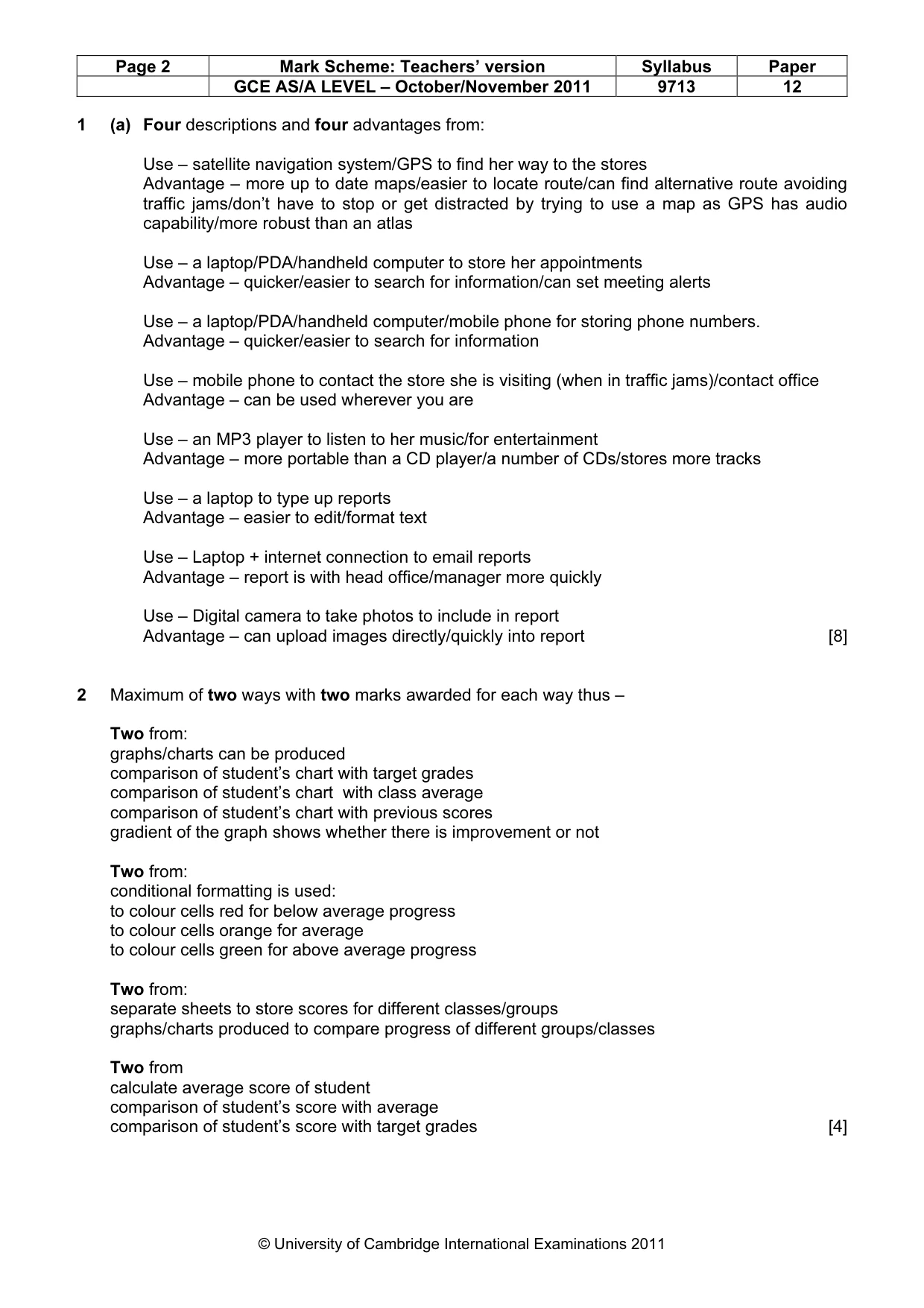 Mark scheme, page 2 of 7