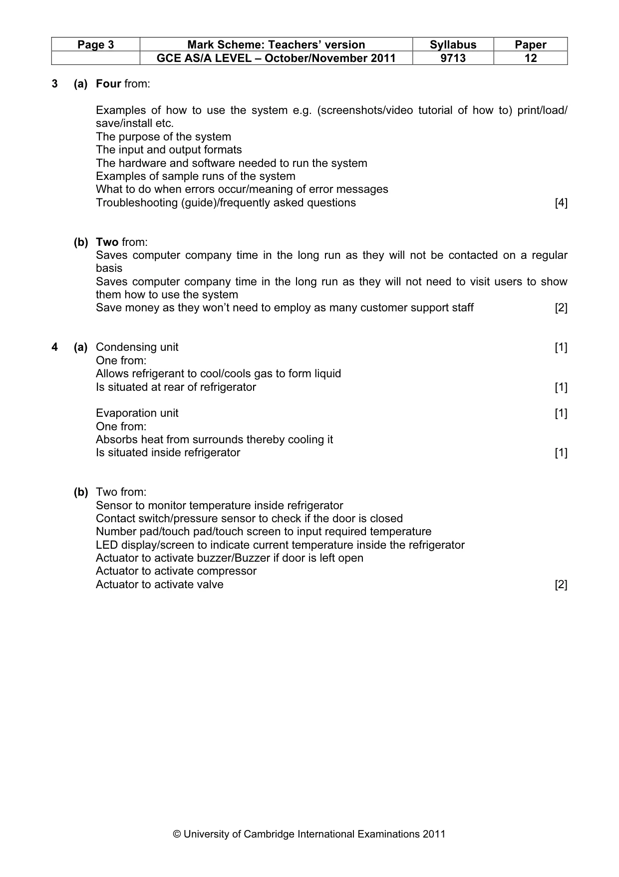 Mark scheme, page 3 of 7