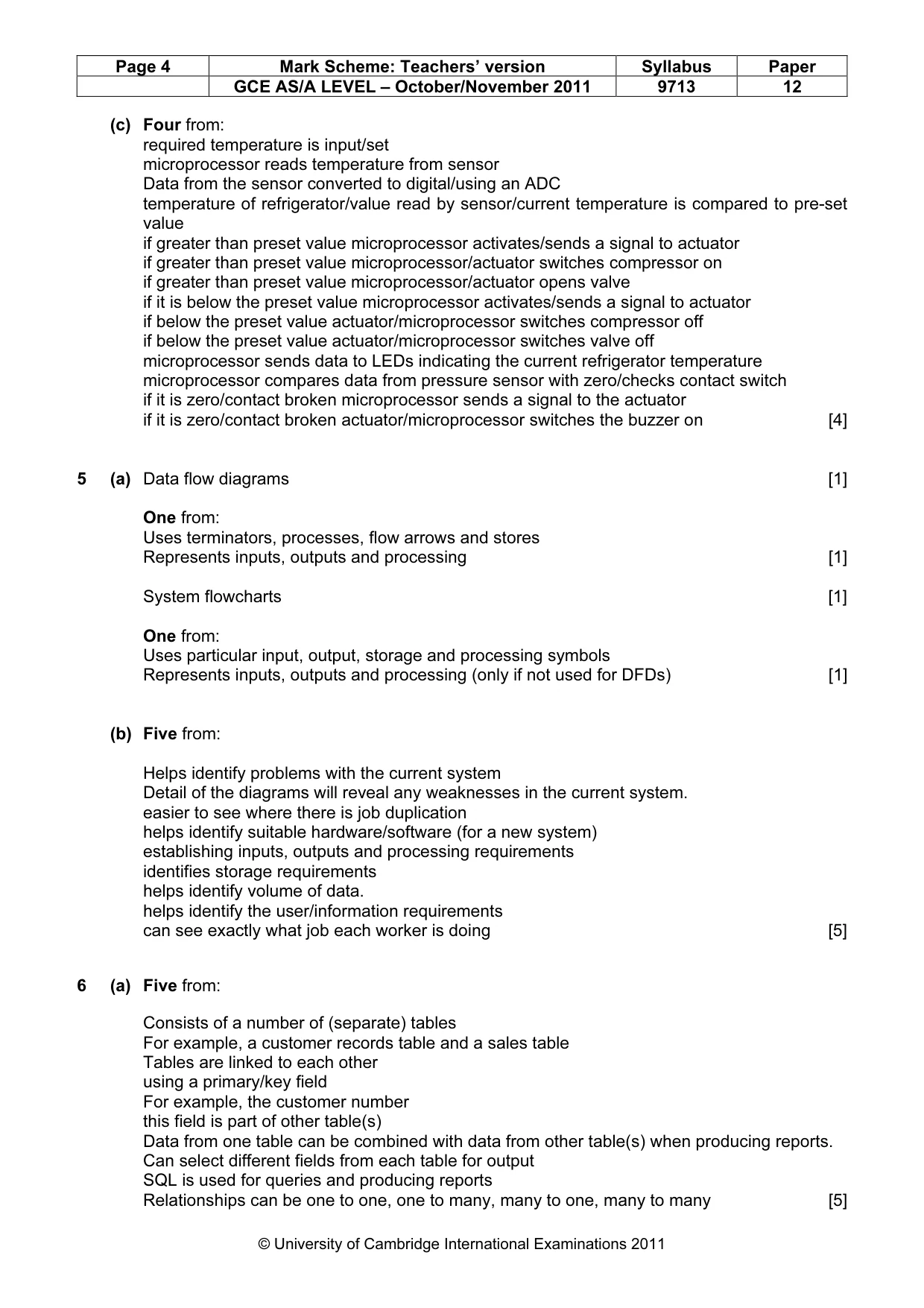 Mark scheme, page 4 of 7