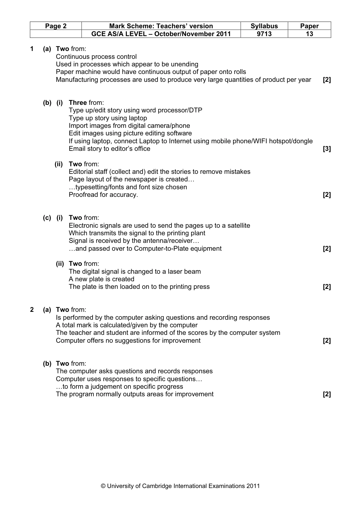 Mark scheme, page 2 of 7