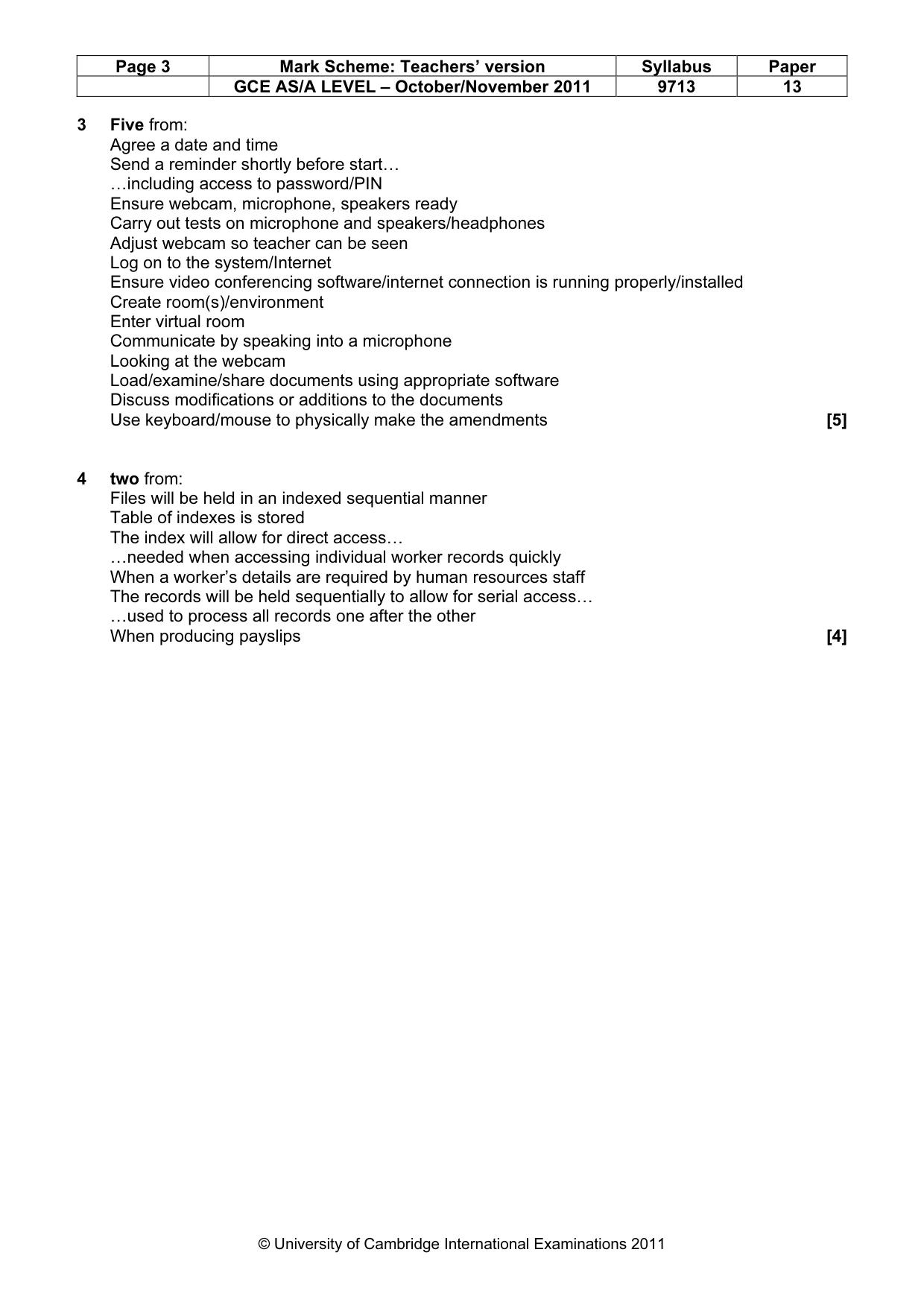 Mark scheme, page 3 of 7