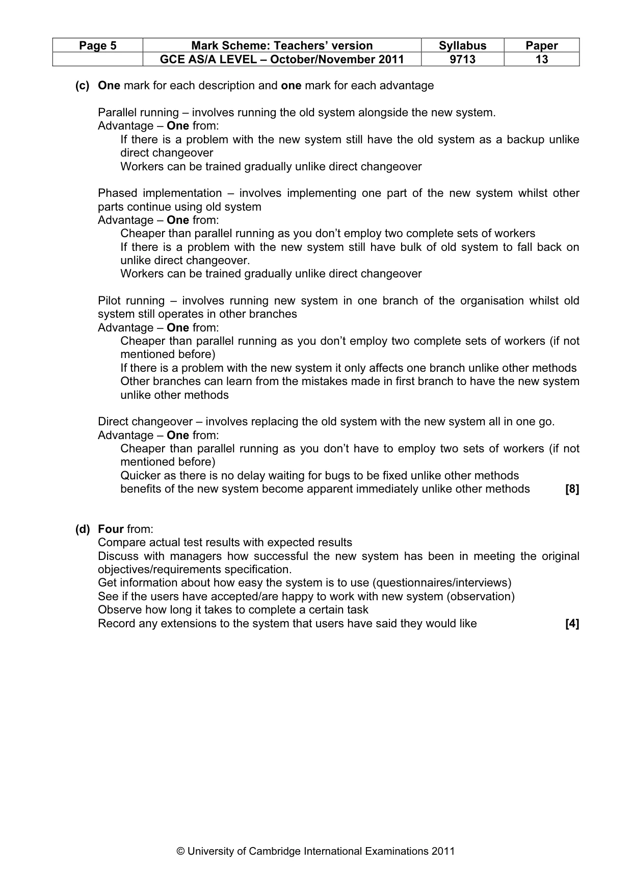 Mark scheme, page 5 of 7