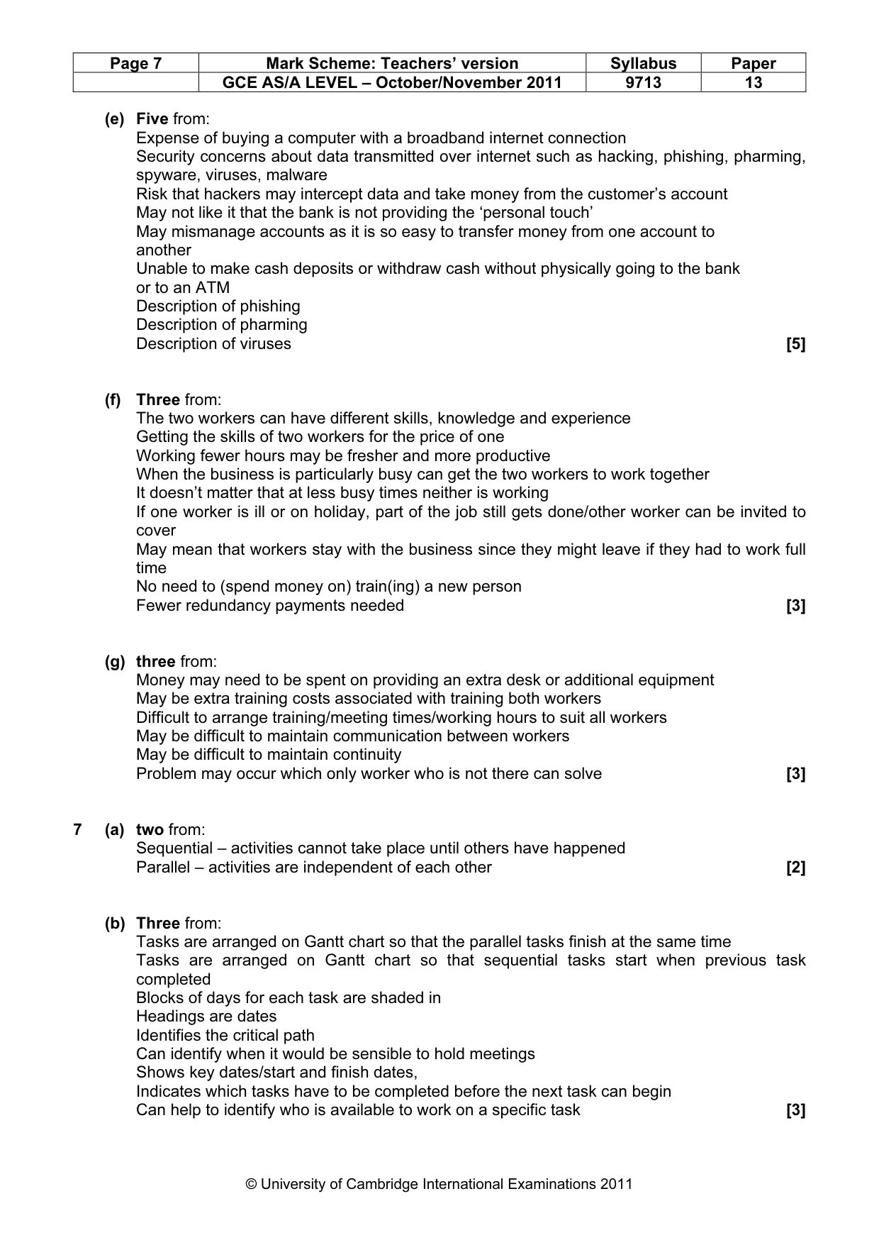 Mark scheme, page 7 of 7