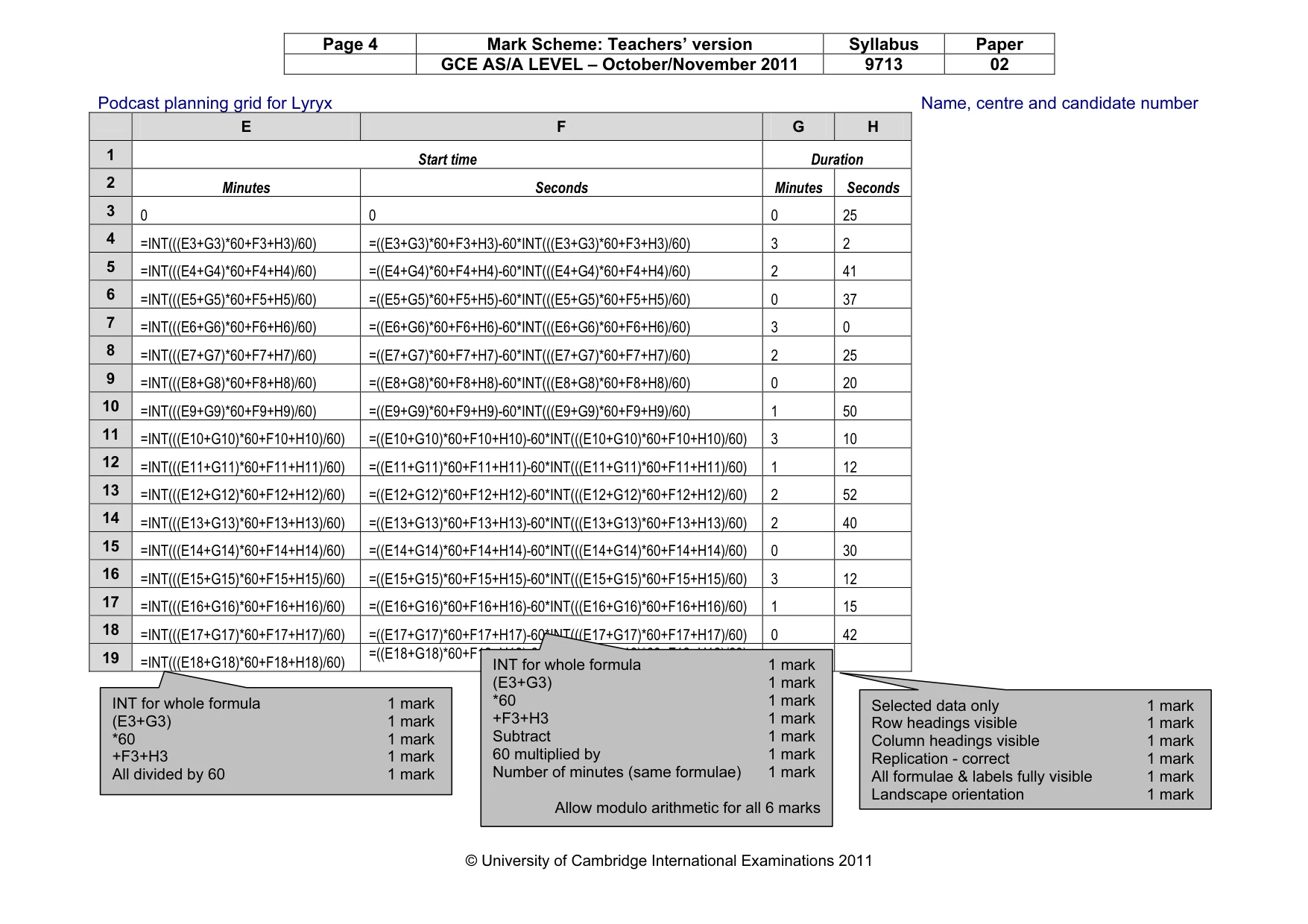 Mark scheme, page 4 of 10