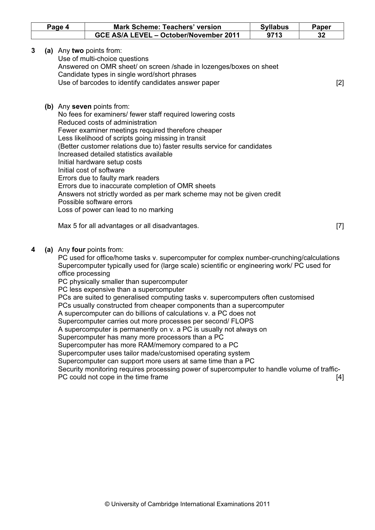 Mark scheme, page 4 of 7