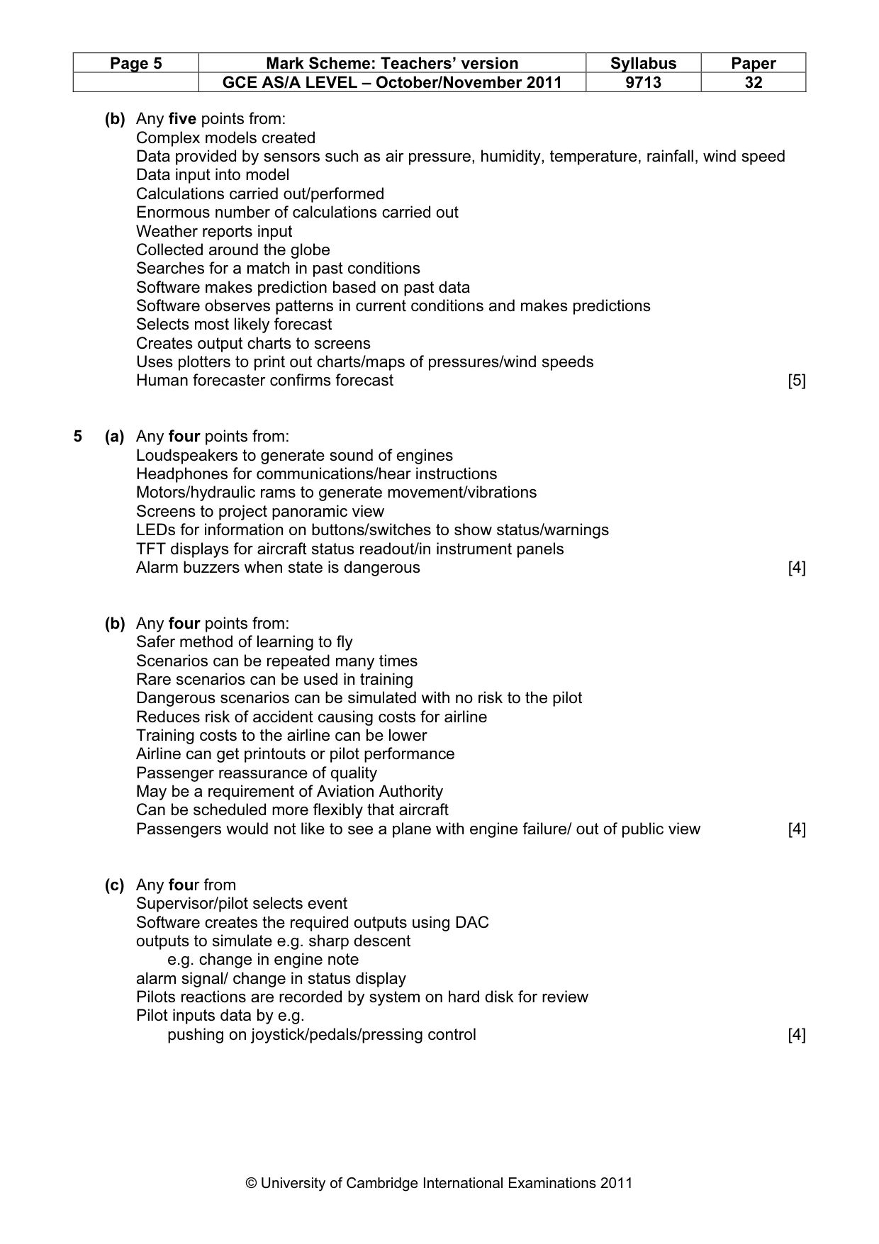 Mark scheme, page 5 of 7