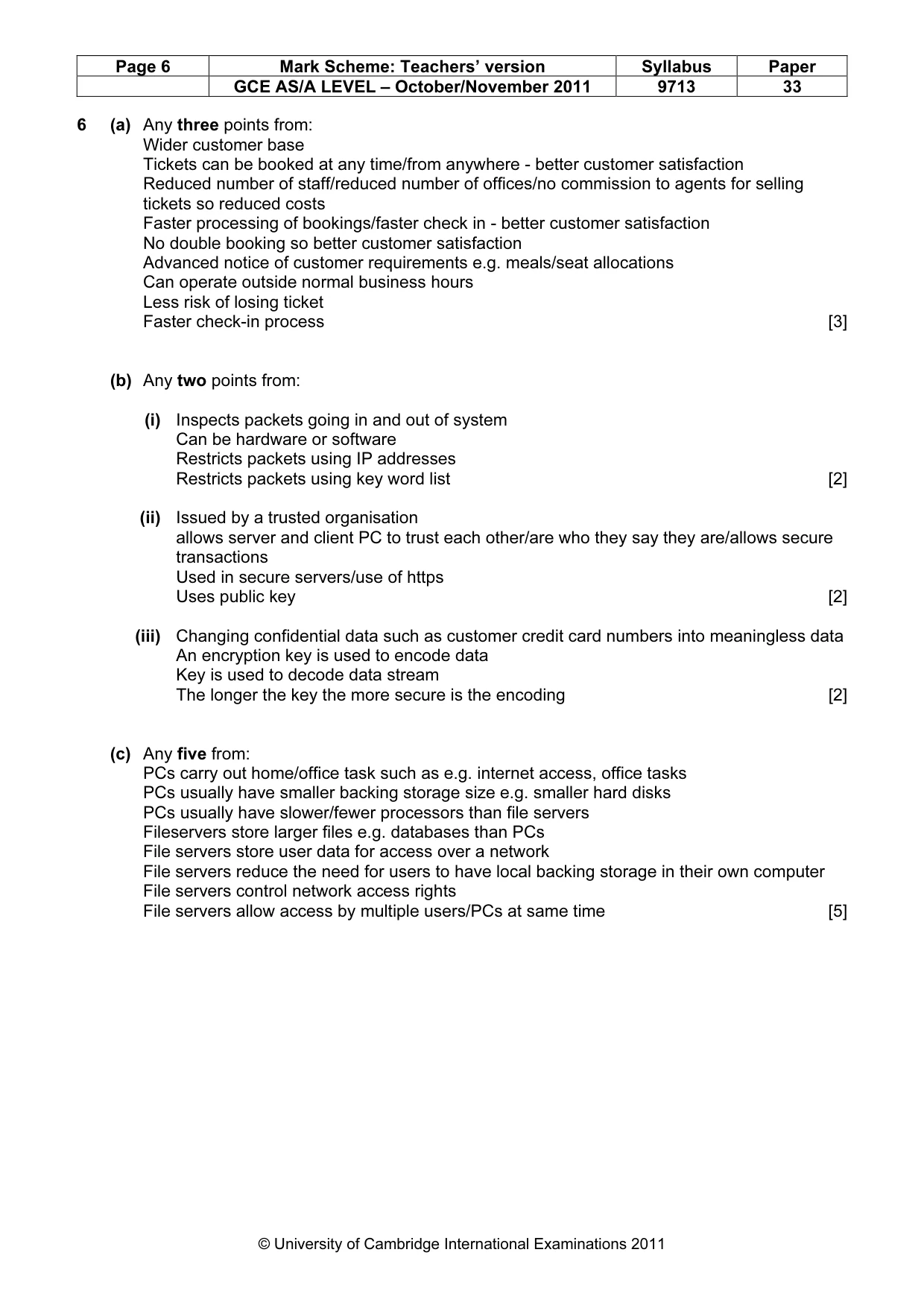 Mark scheme, page 6 of 7