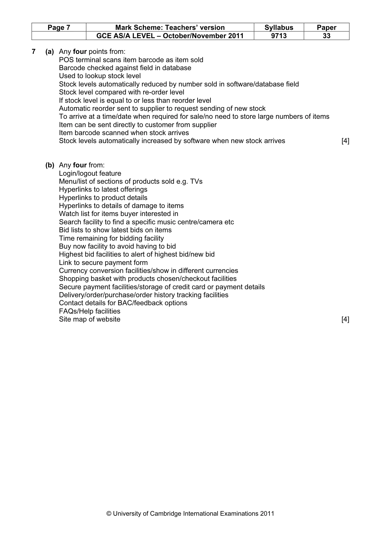 Mark scheme, page 7 of 7
