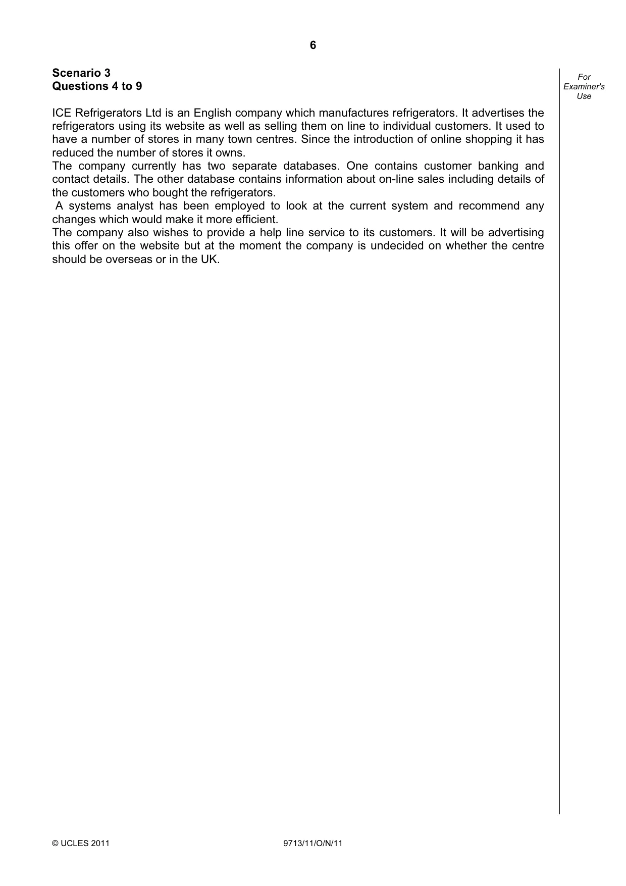 Cambridge A Level Applied Information and Communication Technology 9713 2011 Oct/Nov Paper 1 · Variant 1 question paper, page 6 of 16