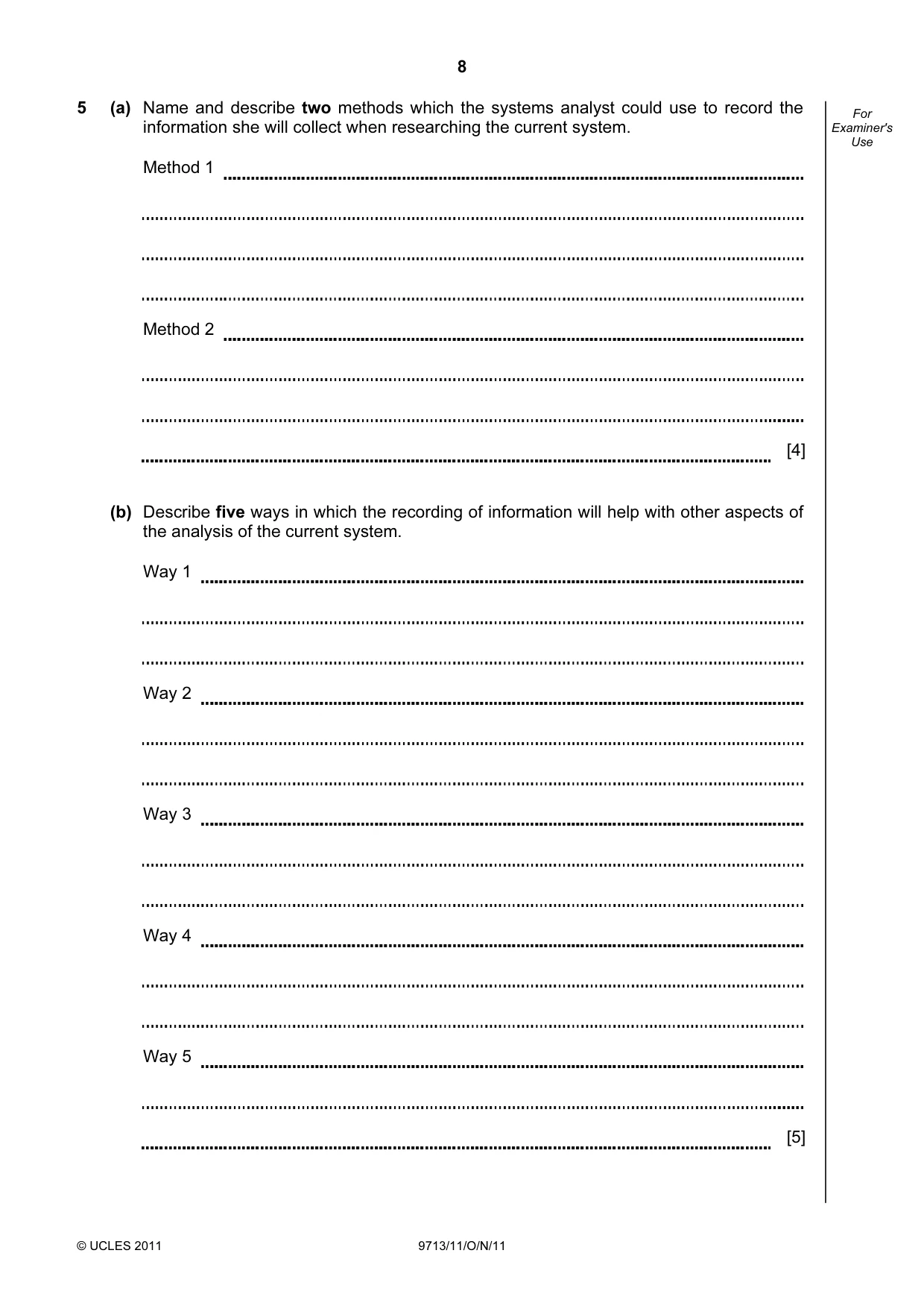 Cambridge A Level Applied Information and Communication Technology 9713 2011 Oct/Nov Paper 1 · Variant 1 question paper, page 8 of 16