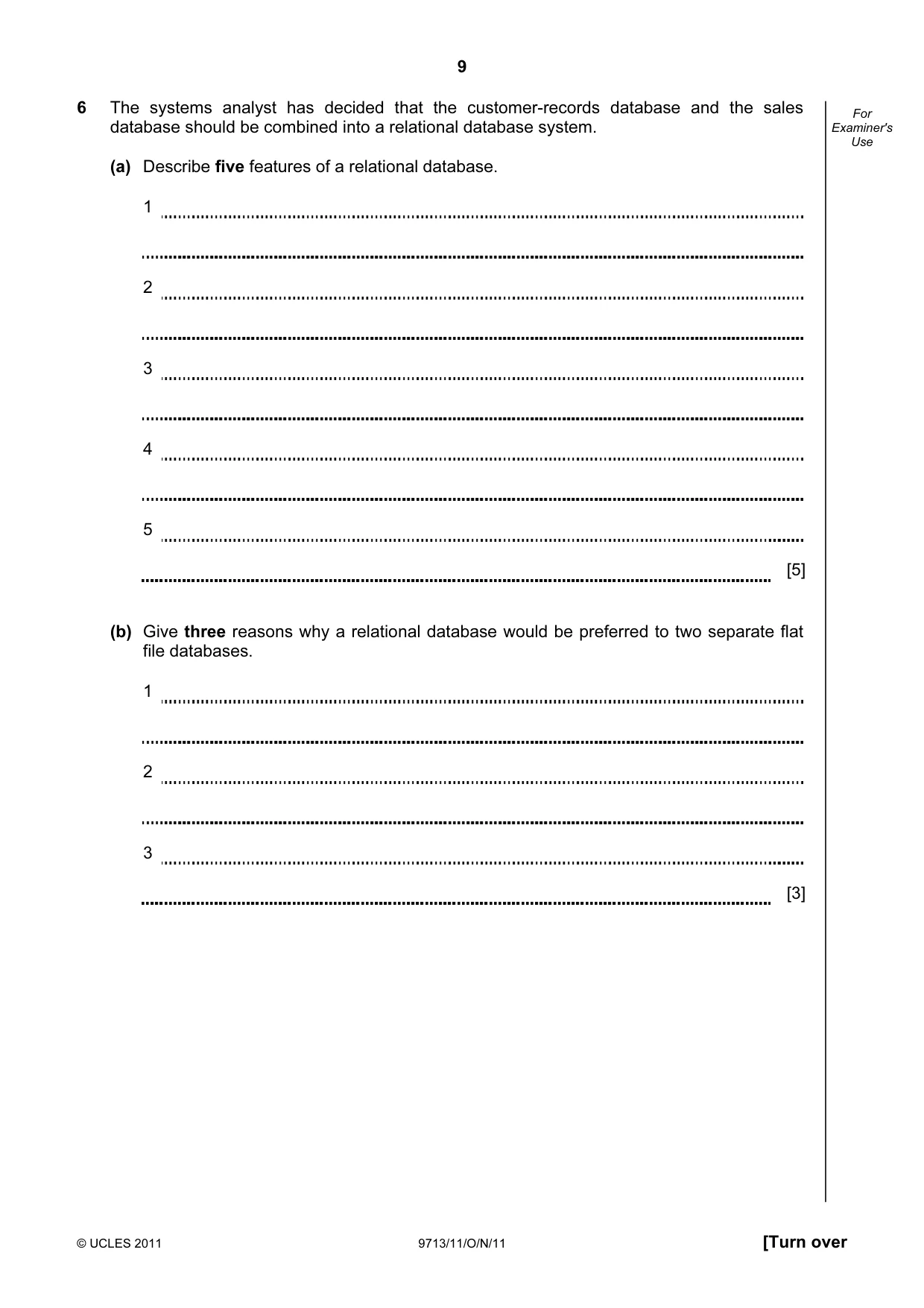Cambridge A Level Applied Information and Communication Technology 9713 2011 Oct/Nov Paper 1 · Variant 1 question paper, page 9 of 16