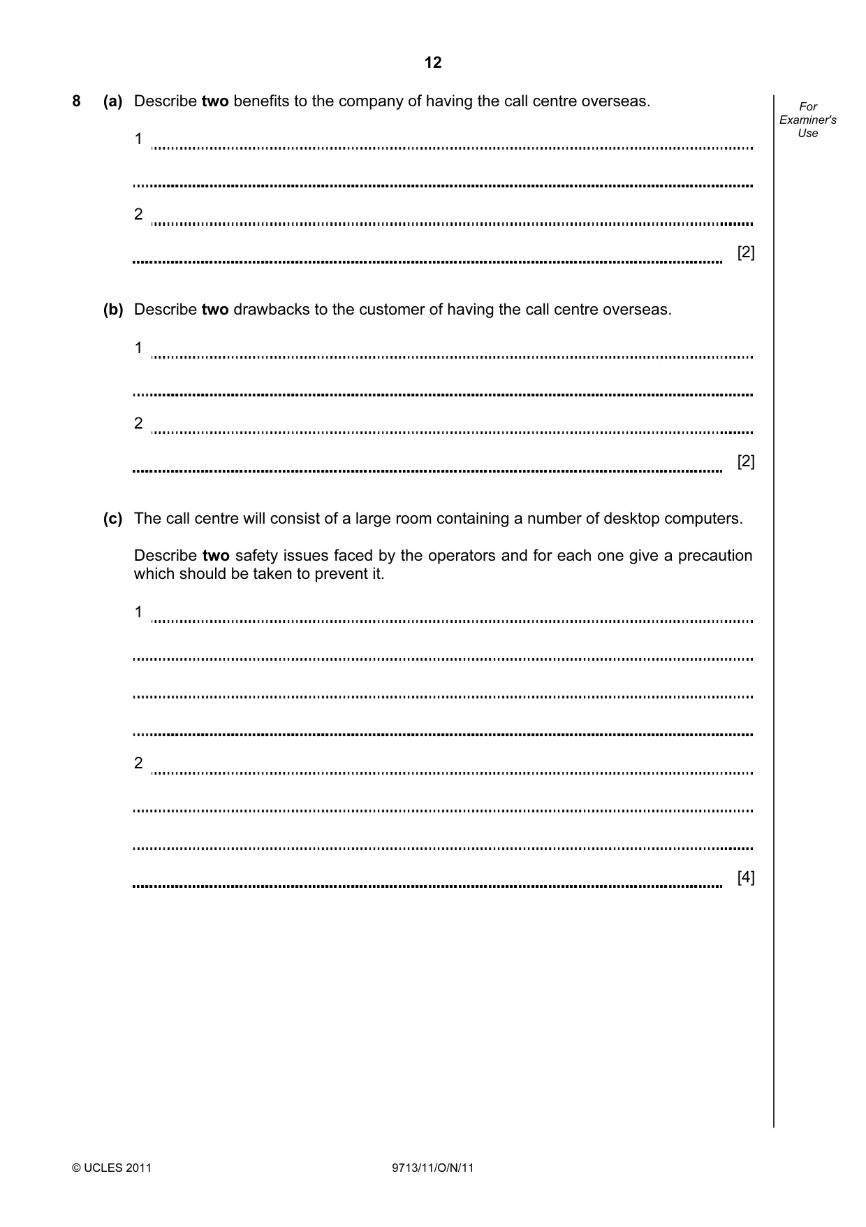 Cambridge A Level Applied Information and Communication Technology 9713 2011 Oct/Nov Paper 1 · Variant 1 question paper, page 12 of 16