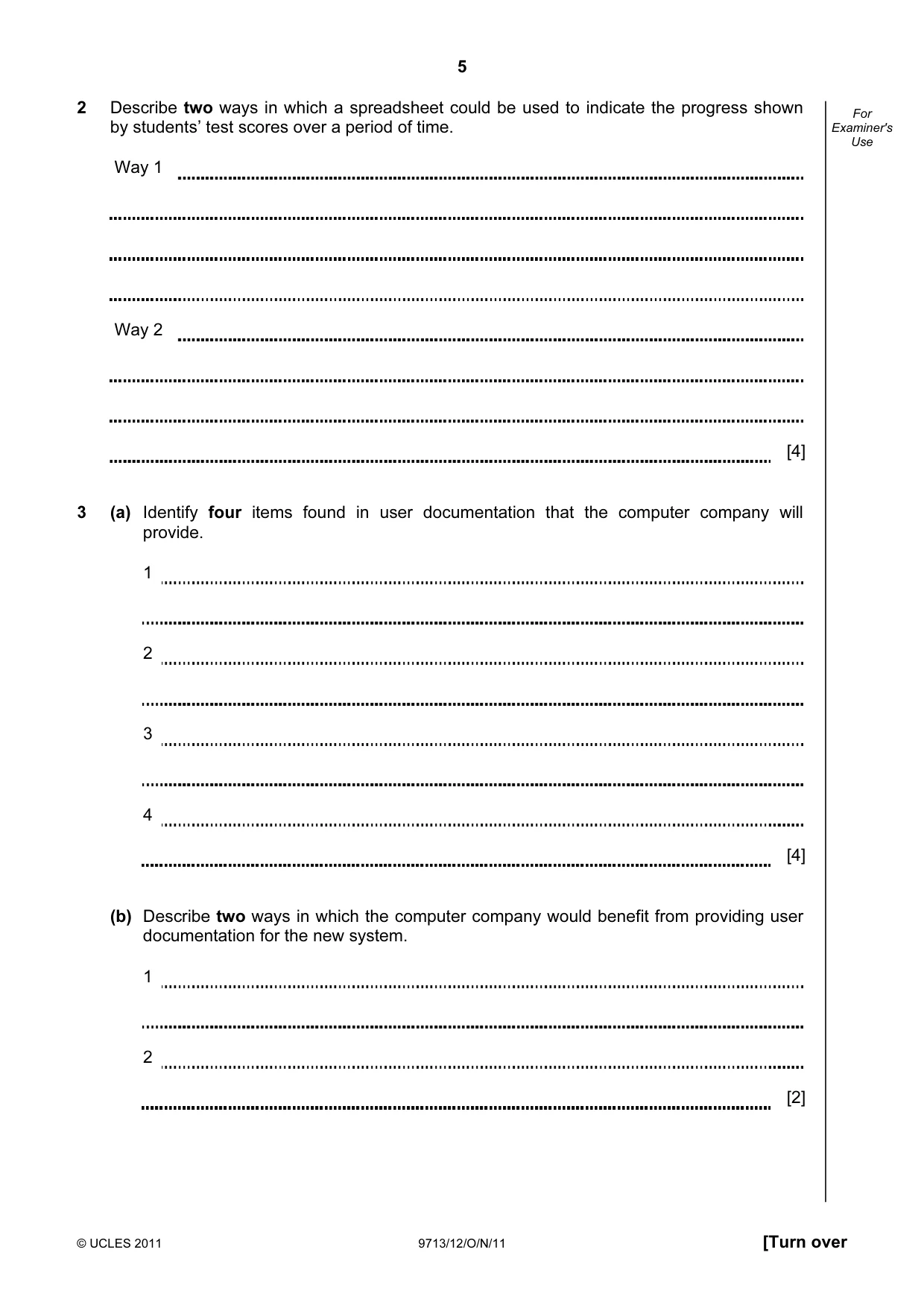 Cambridge A Level Applied Information and Communication Technology 9713 2011 Oct/Nov Paper 1 · Variant 2 question paper, page 5 of 16