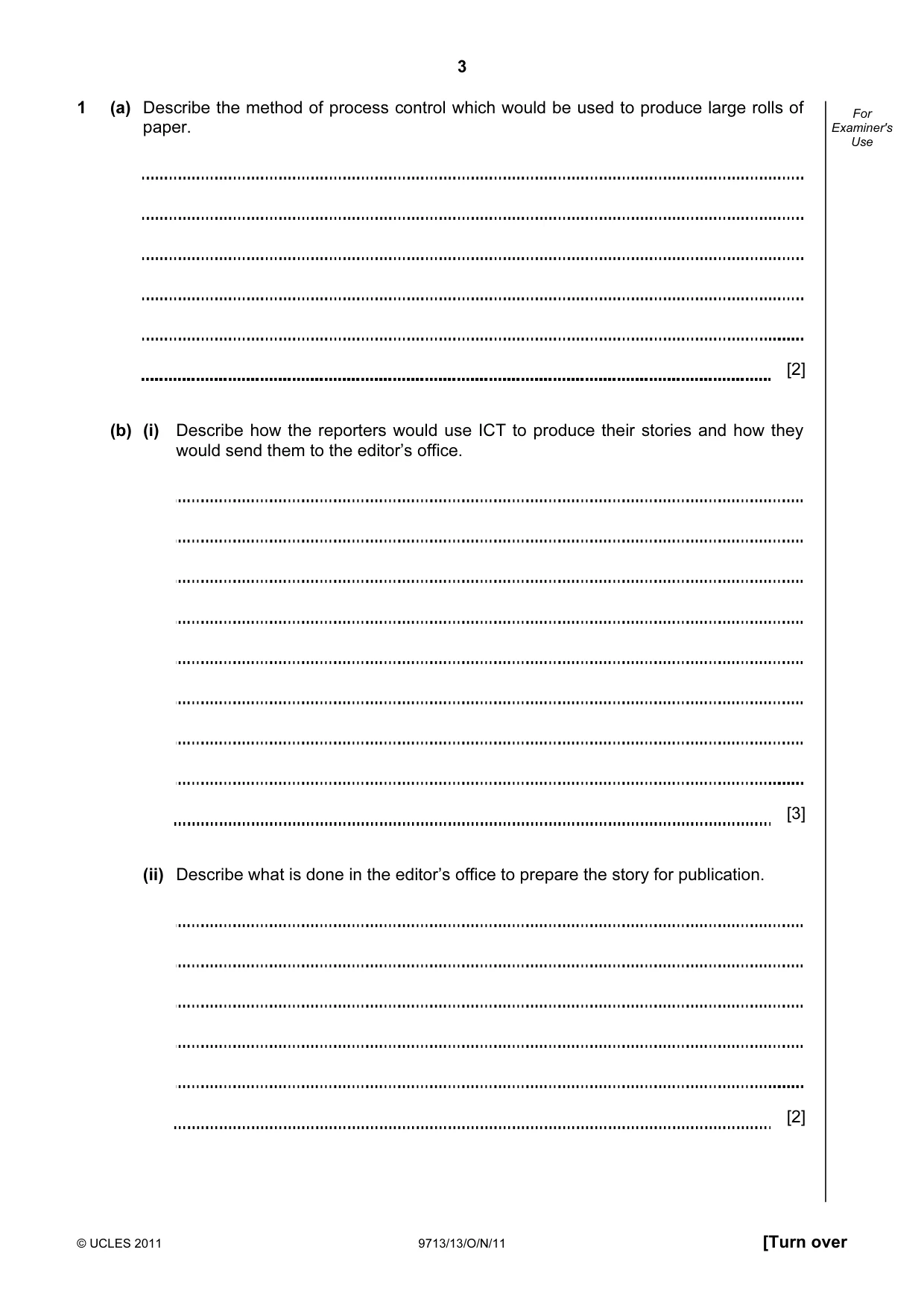 Cambridge A Level Applied Information and Communication Technology 9713 2011 Oct/Nov Paper 1 · Variant 3 question paper, page 3 of 20