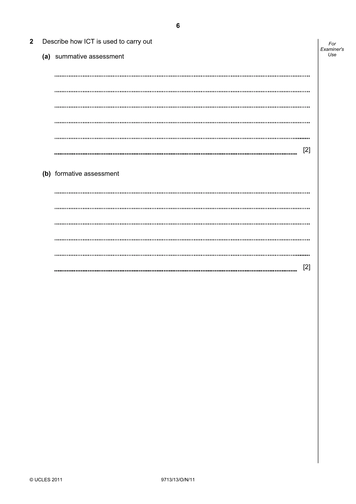 Cambridge A Level Applied Information and Communication Technology 9713 2011 Oct/Nov Paper 1 · Variant 3 question paper, page 6 of 20