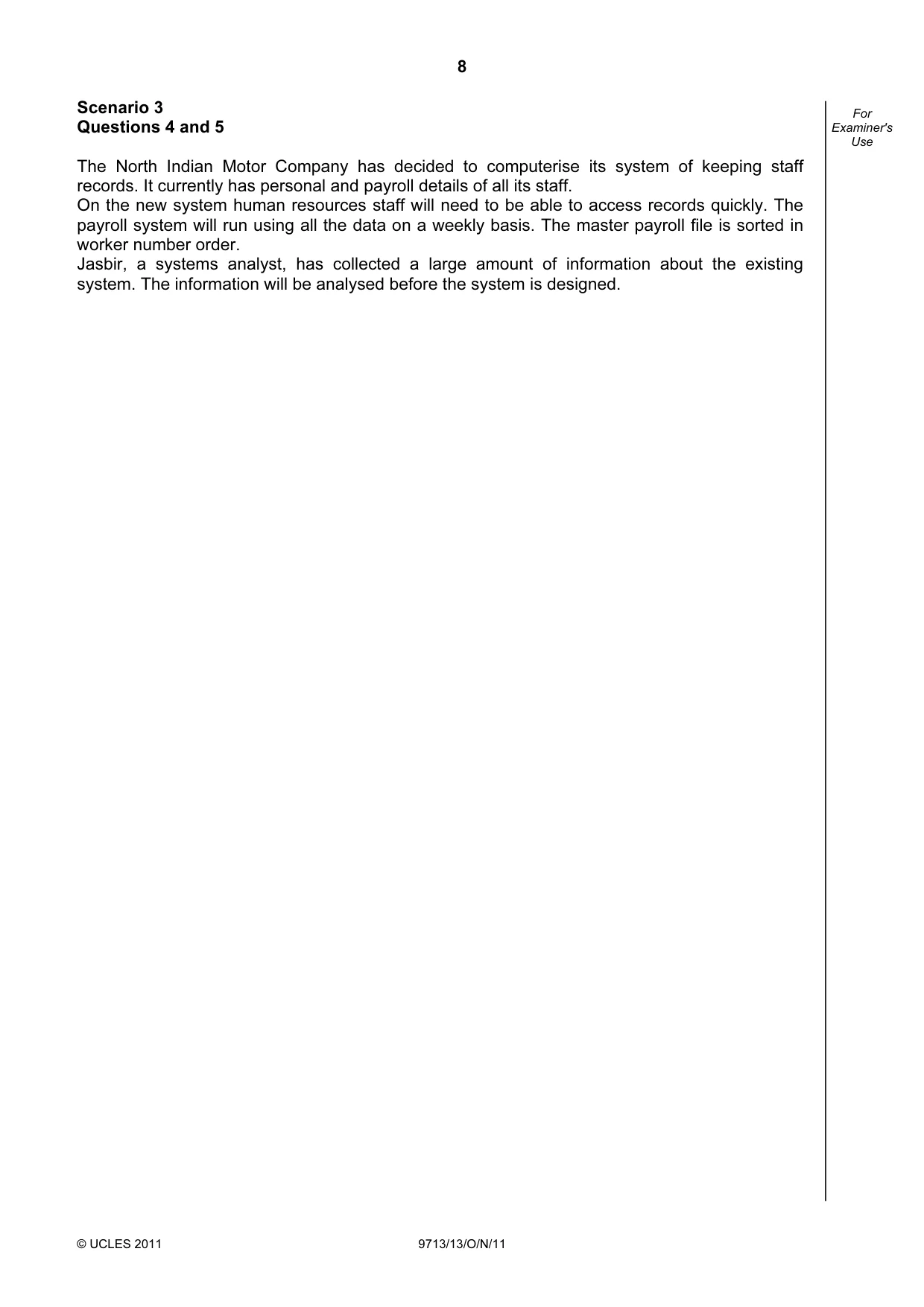 Cambridge A Level Applied Information and Communication Technology 9713 2011 Oct/Nov Paper 1 · Variant 3 question paper, page 8 of 20