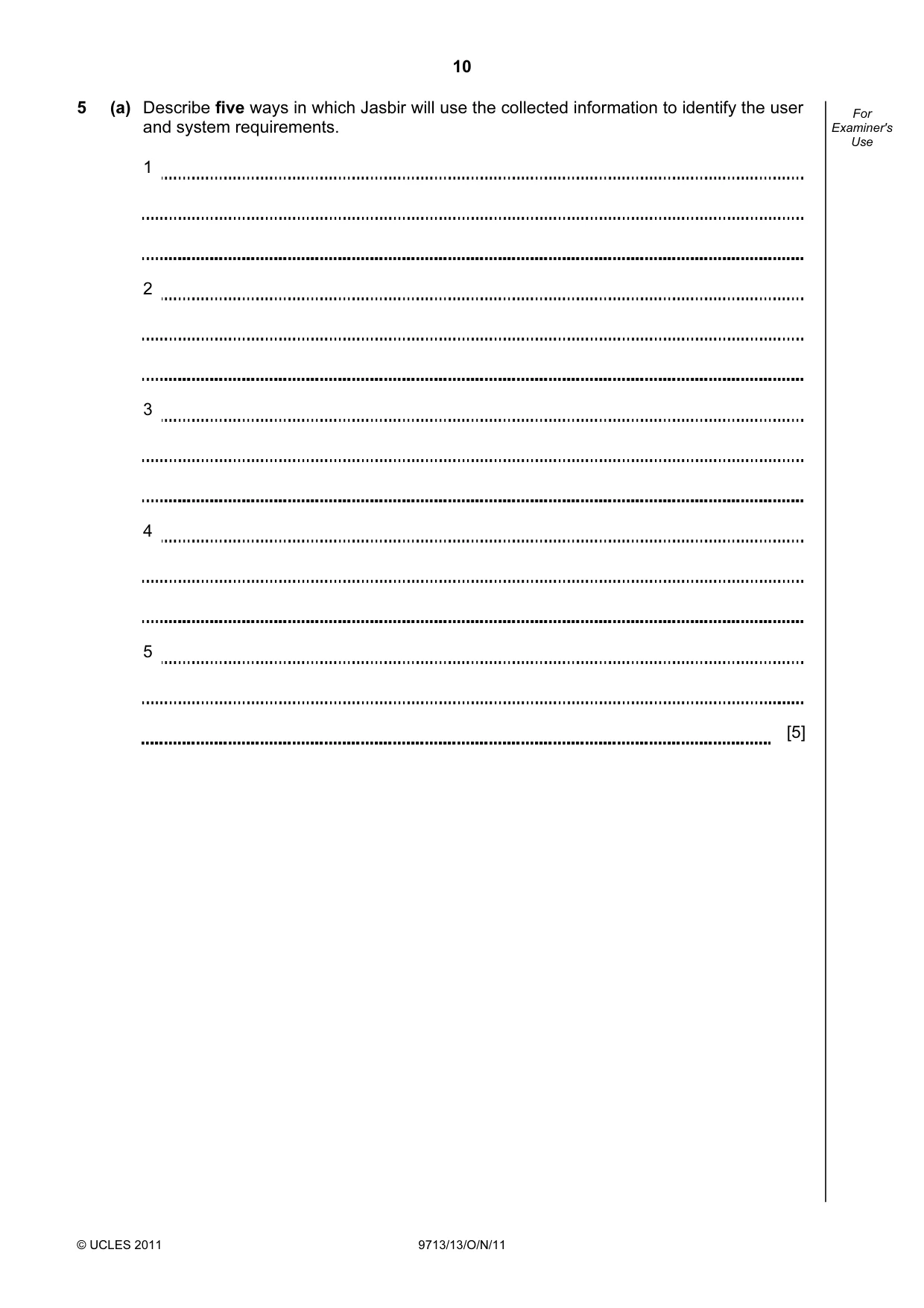Cambridge A Level Applied Information and Communication Technology 9713 2011 Oct/Nov Paper 1 · Variant 3 question paper, page 10 of 20