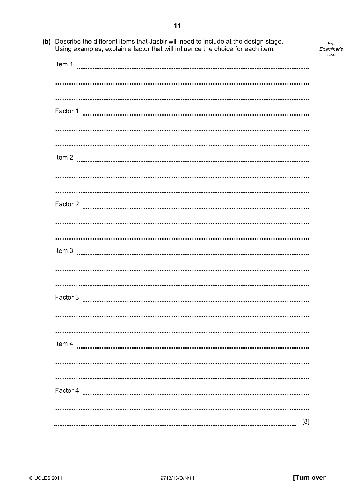 Cambridge A Level Applied Information and Communication Technology 9713 2011 Oct/Nov Paper 1 · Variant 3 question paper, page 11 of 20