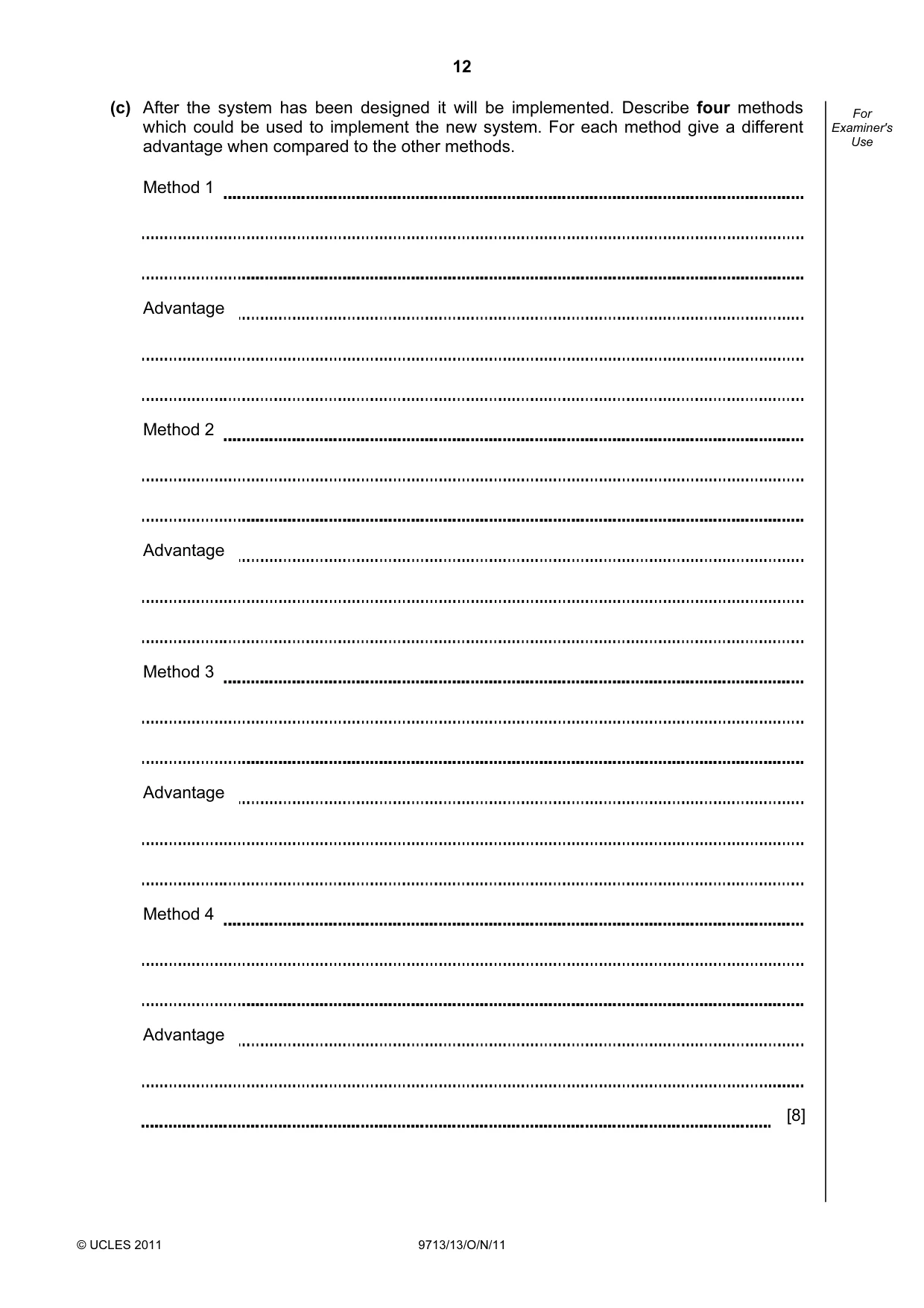Cambridge A Level Applied Information and Communication Technology 9713 2011 Oct/Nov Paper 1 · Variant 3 question paper, page 12 of 20