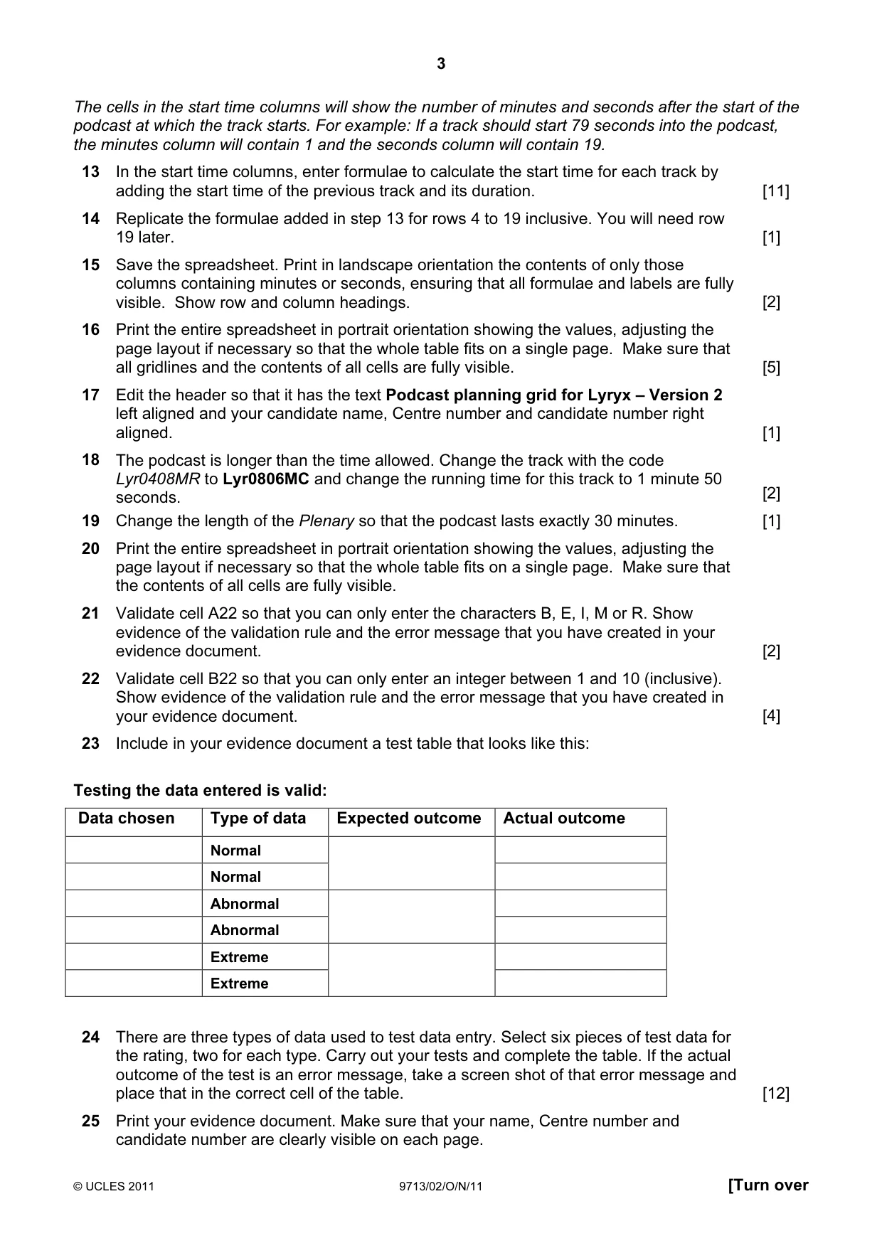 Cambridge A Level Applied Information and Communication Technology 9713 2011 Oct/Nov Paper 2 · Variant 1 question paper, page 3 of 4