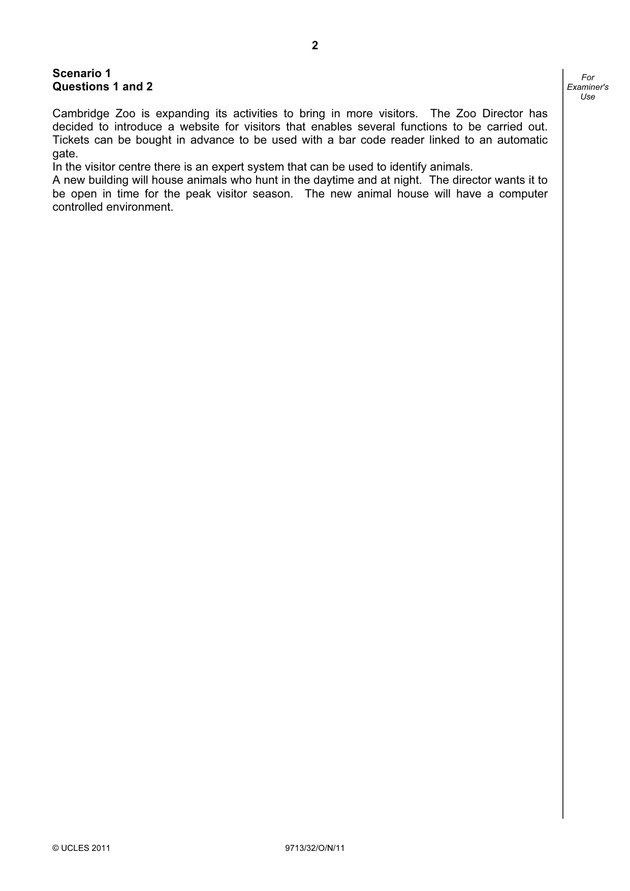 Cambridge A Level Applied Information and Communication Technology 9713 2011 Oct/Nov Paper 3 · Variant 2 question paper, page 2 of 24