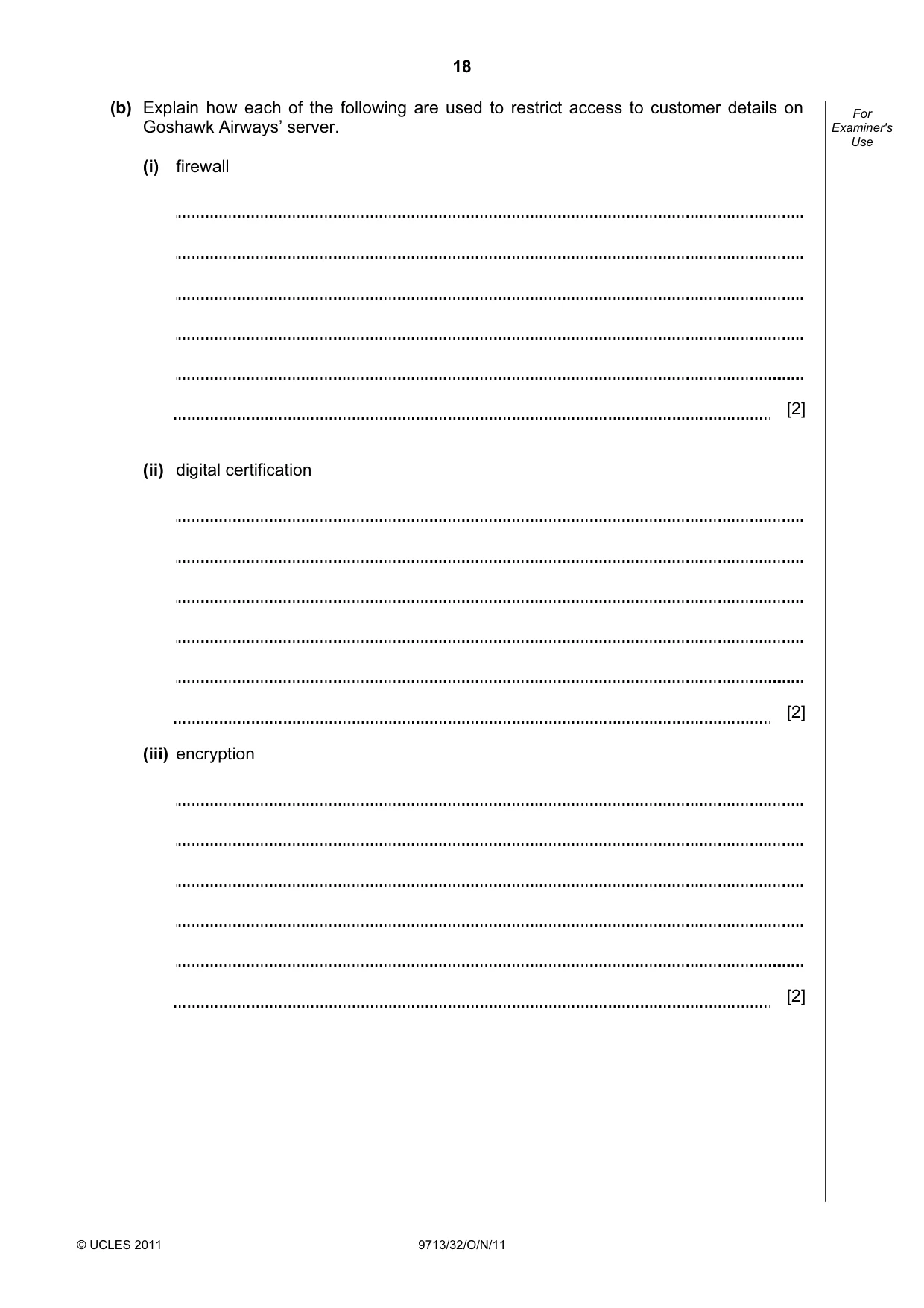 Cambridge A Level Applied Information and Communication Technology 9713 2011 Oct/Nov Paper 3 · Variant 2 question paper, page 18 of 24