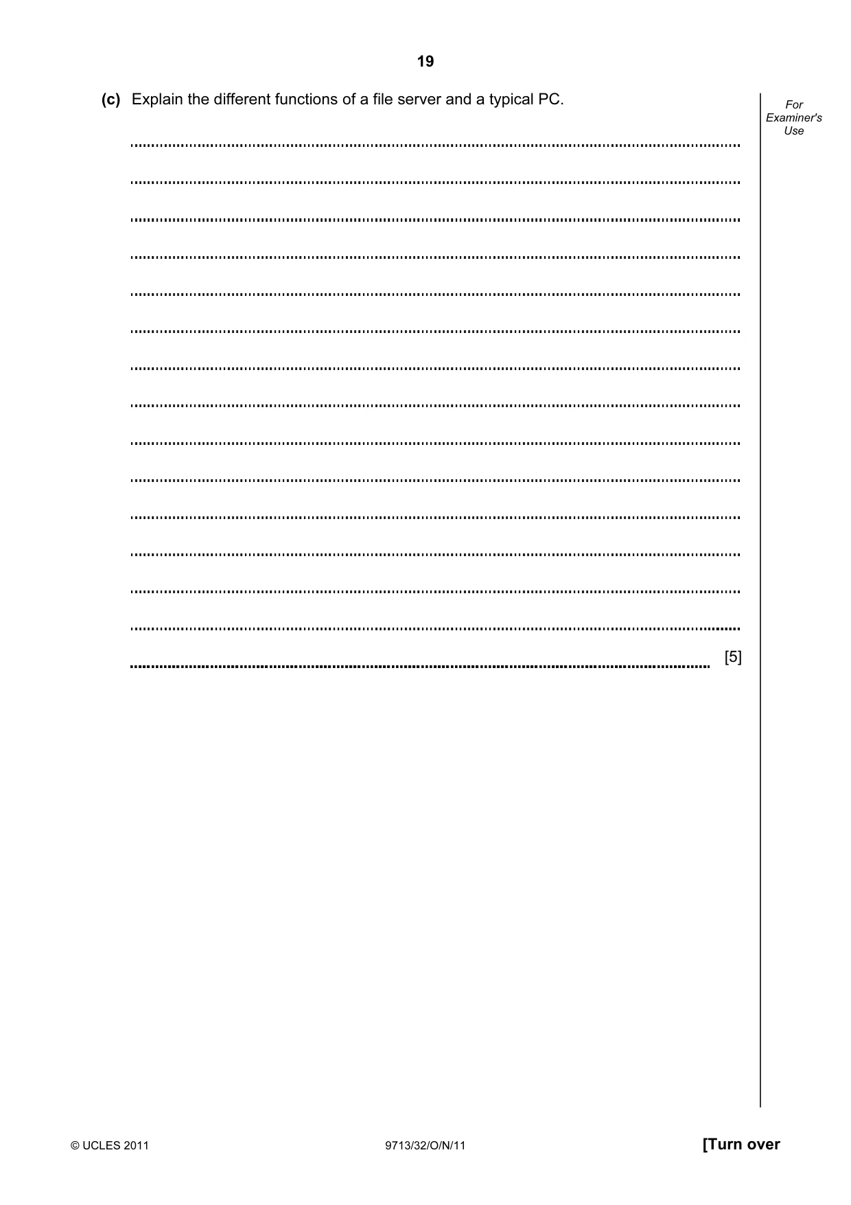 Cambridge A Level Applied Information and Communication Technology 9713 2011 Oct/Nov Paper 3 · Variant 2 question paper, page 19 of 24