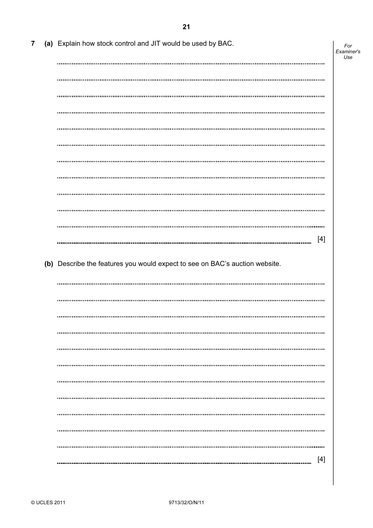 Cambridge A Level Applied Information and Communication Technology 9713 2011 Oct/Nov Paper 3 · Variant 2 question paper, page 21 of 24