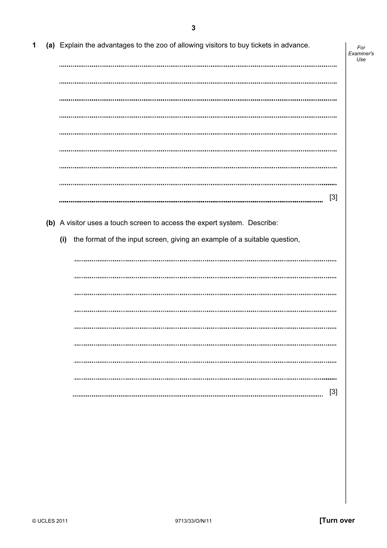 Cambridge A Level Applied Information and Communication Technology 9713 2011 Oct/Nov Paper 3 · Variant 3 question paper, page 3 of 24