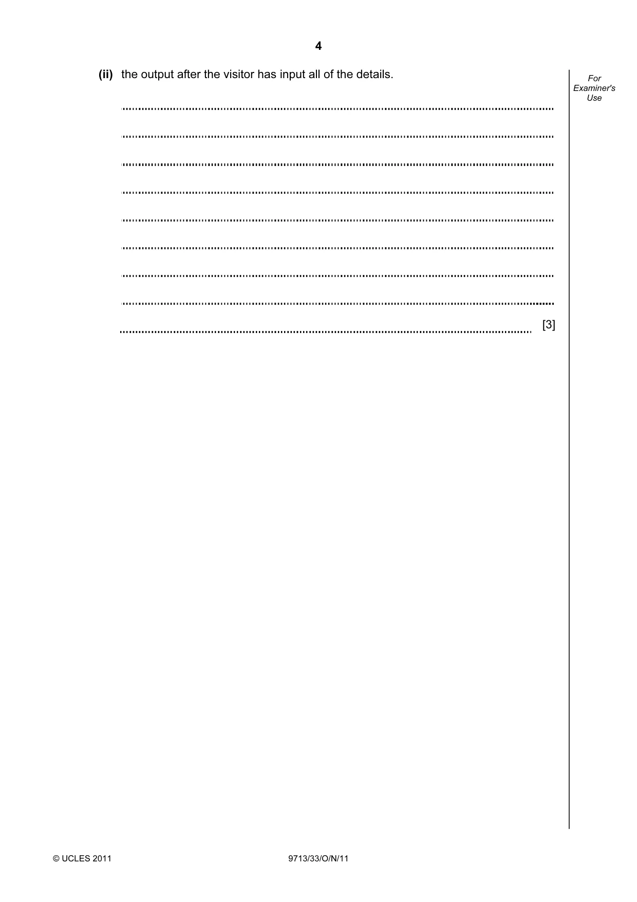 Cambridge A Level Applied Information and Communication Technology 9713 2011 Oct/Nov Paper 3 · Variant 3 question paper, page 4 of 24