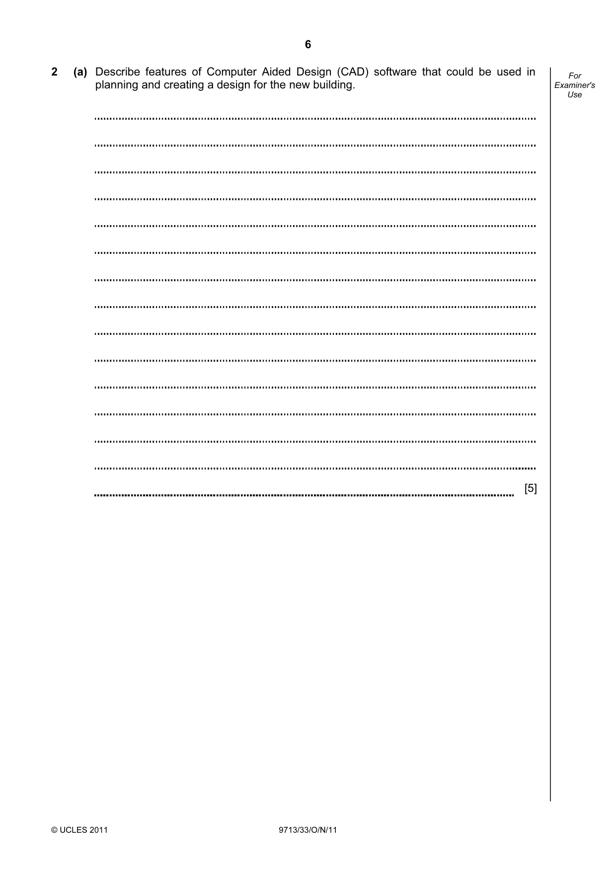 Cambridge A Level Applied Information and Communication Technology 9713 2011 Oct/Nov Paper 3 · Variant 3 question paper, page 6 of 24