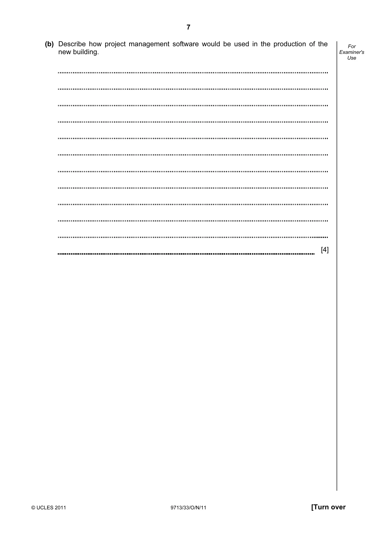 Cambridge A Level Applied Information and Communication Technology 9713 2011 Oct/Nov Paper 3 · Variant 3 question paper, page 7 of 24