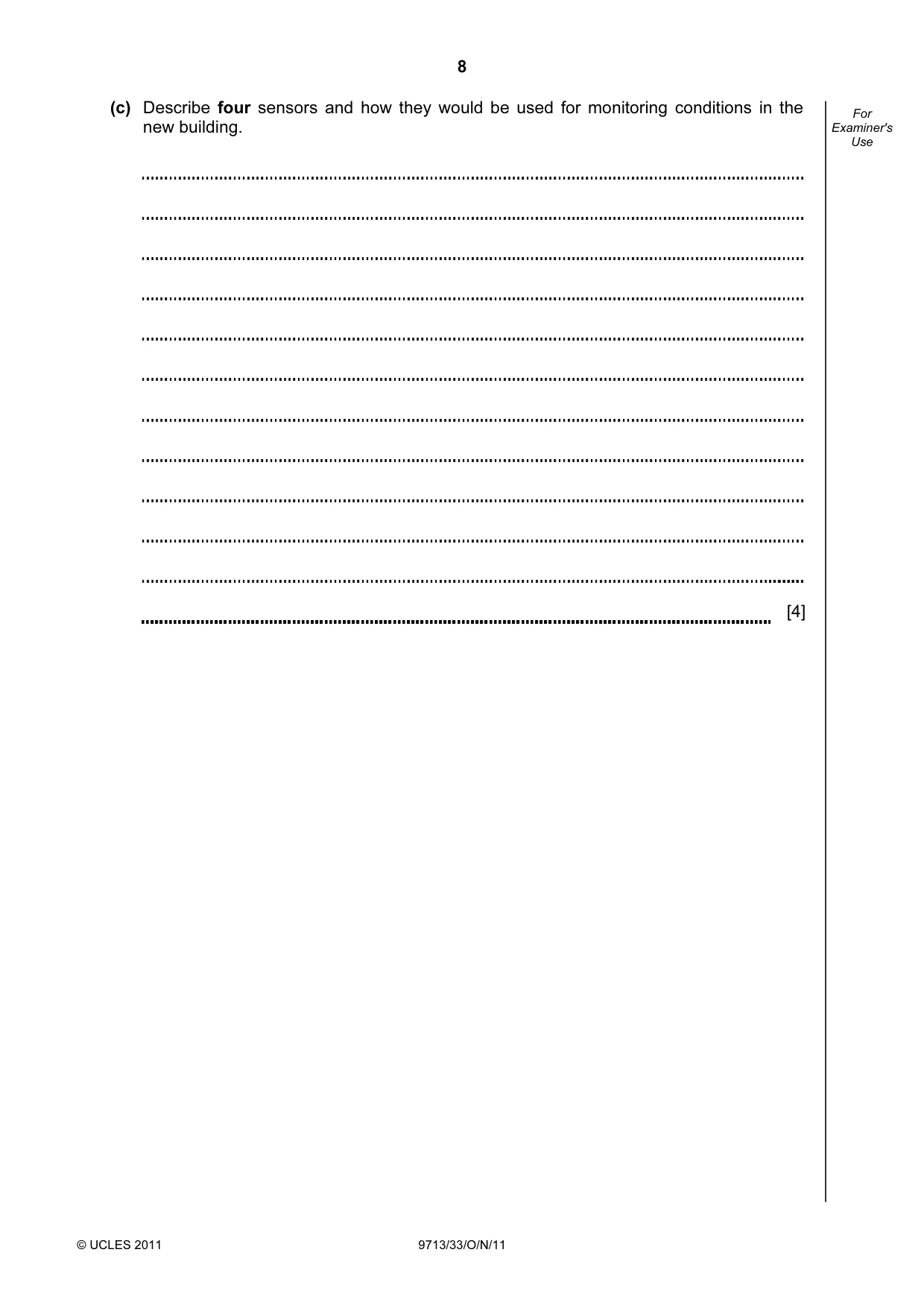 Cambridge A Level Applied Information and Communication Technology 9713 2011 Oct/Nov Paper 3 · Variant 3 question paper, page 8 of 24
